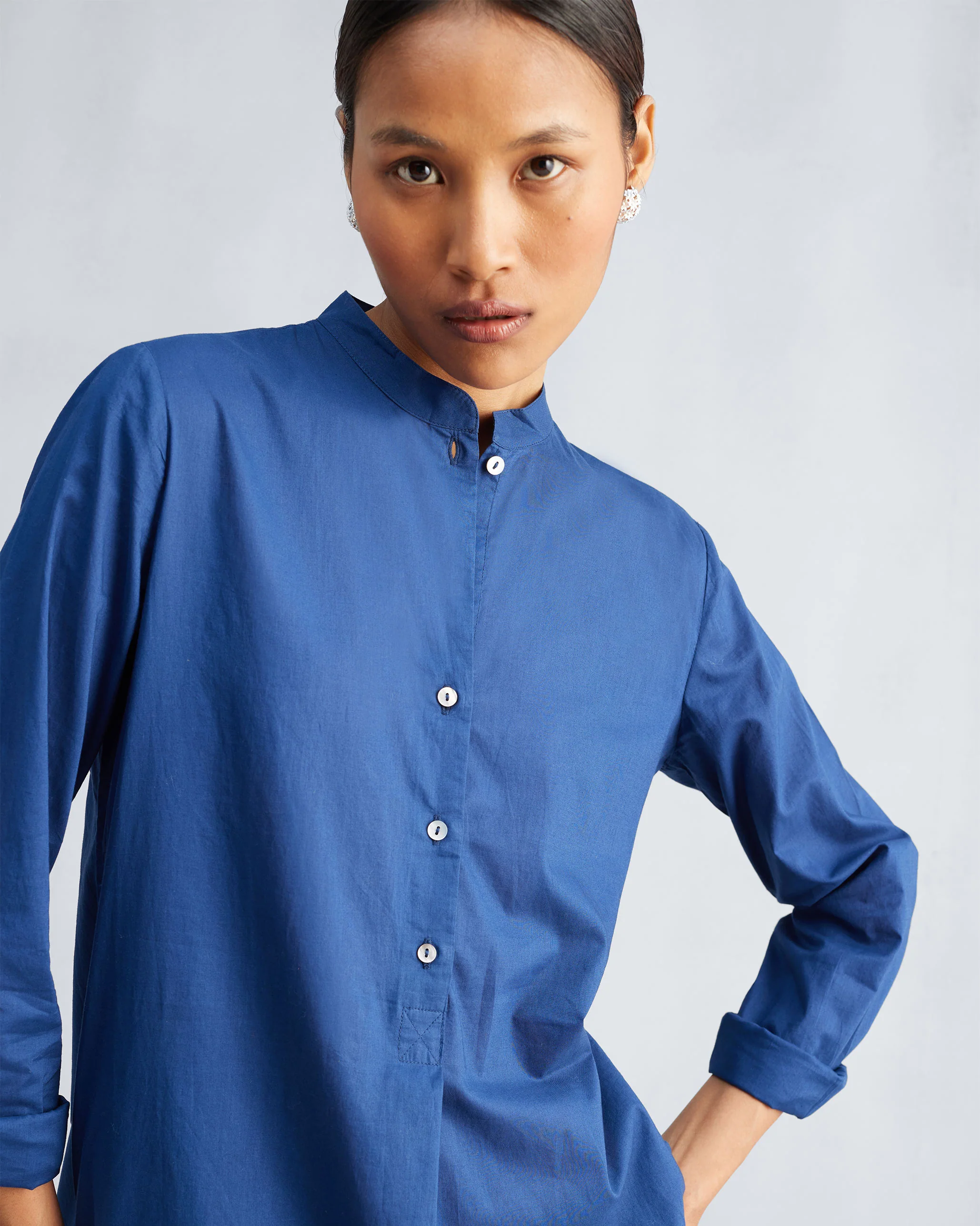 The Basic Long Length Kurta Set - Navy - Image 4