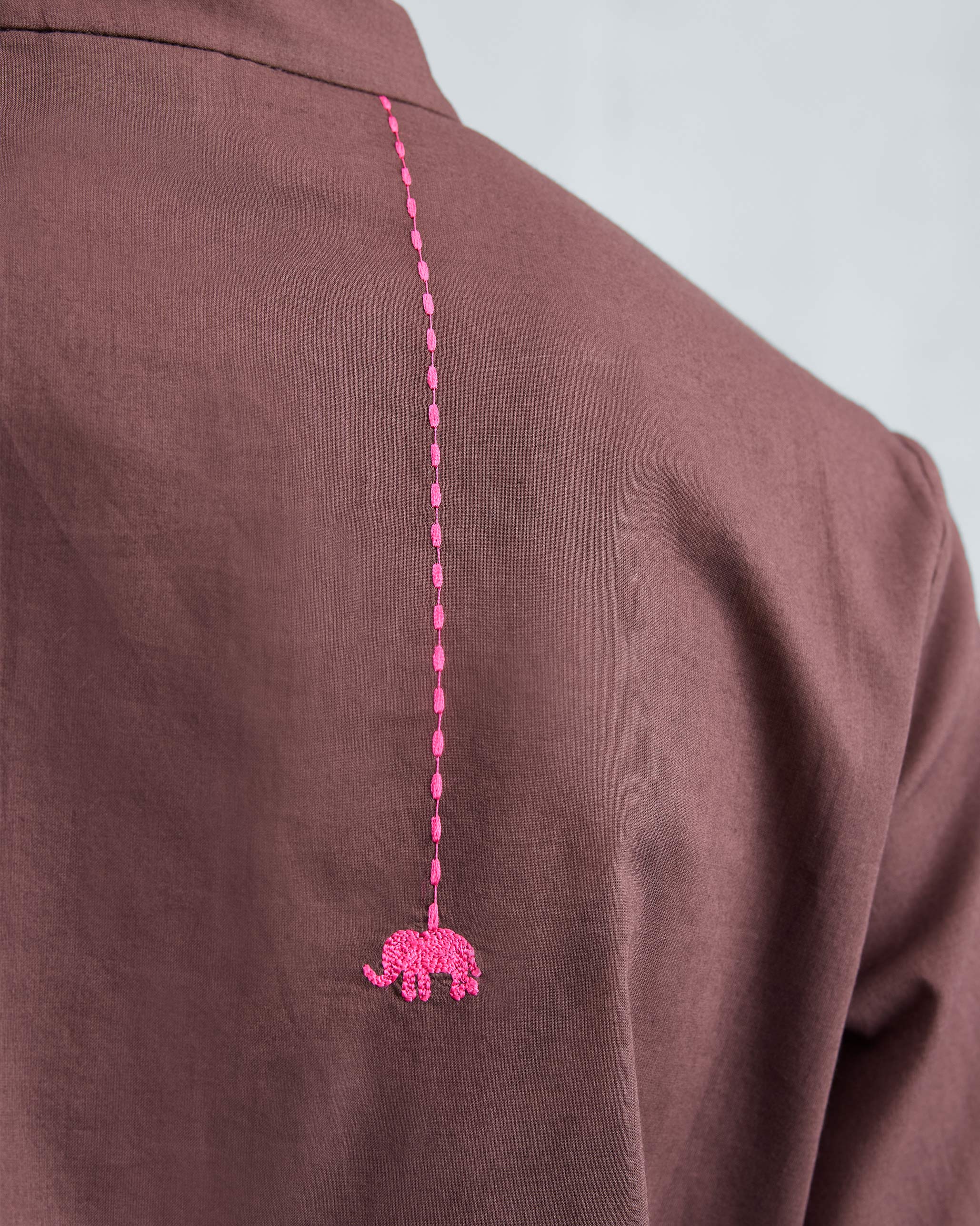 The Basic Mid Length Kurta Set - Chocolate Plum - Image 4