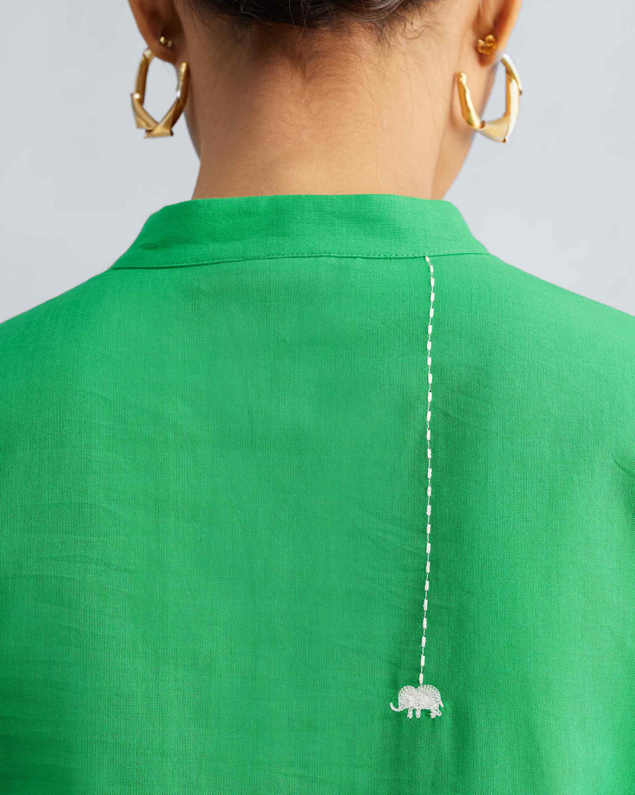 The Basic Mid Length Kurta Set - Green - Image 2