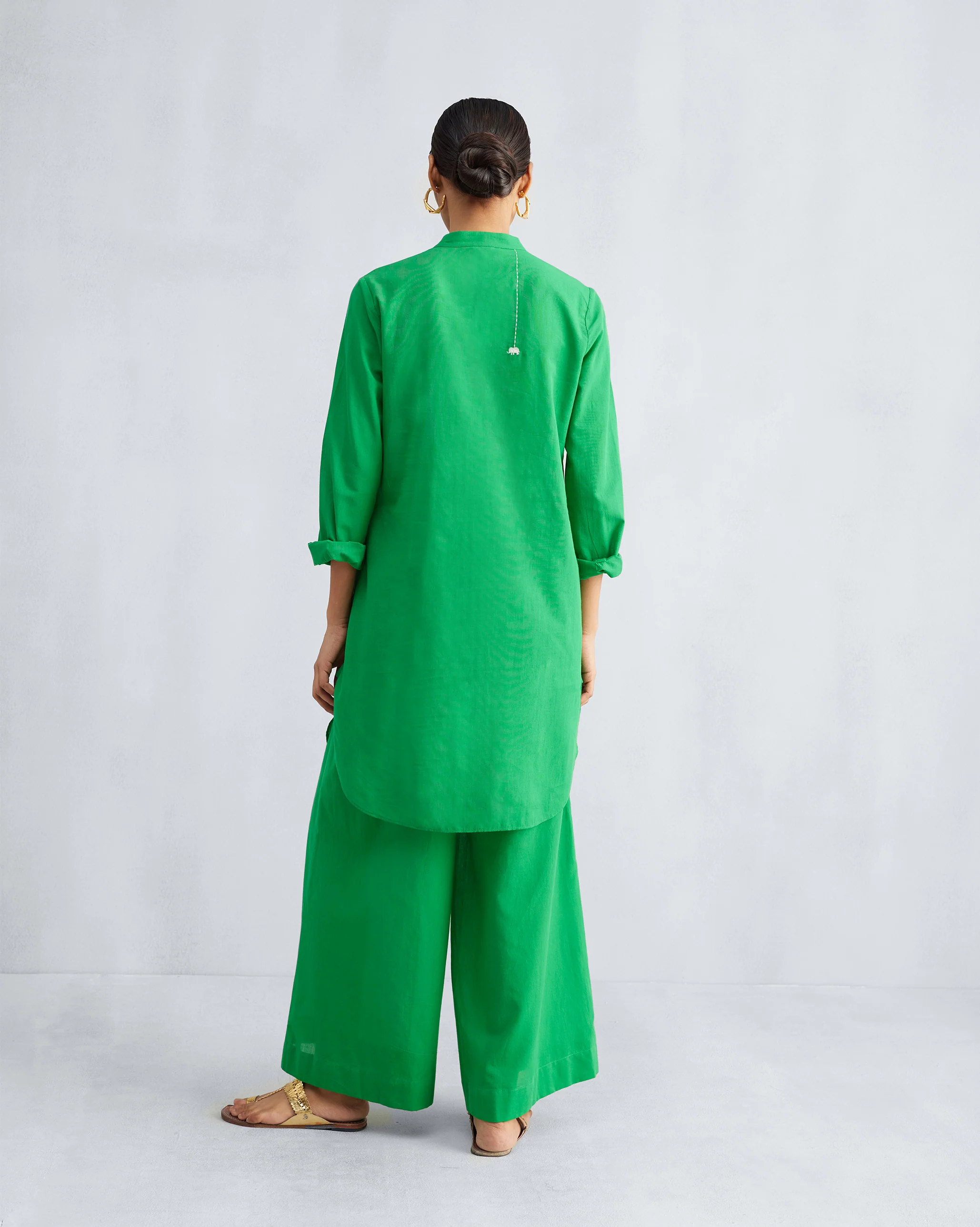 The Basic Mid Length Kurta Set - Green - Image 5