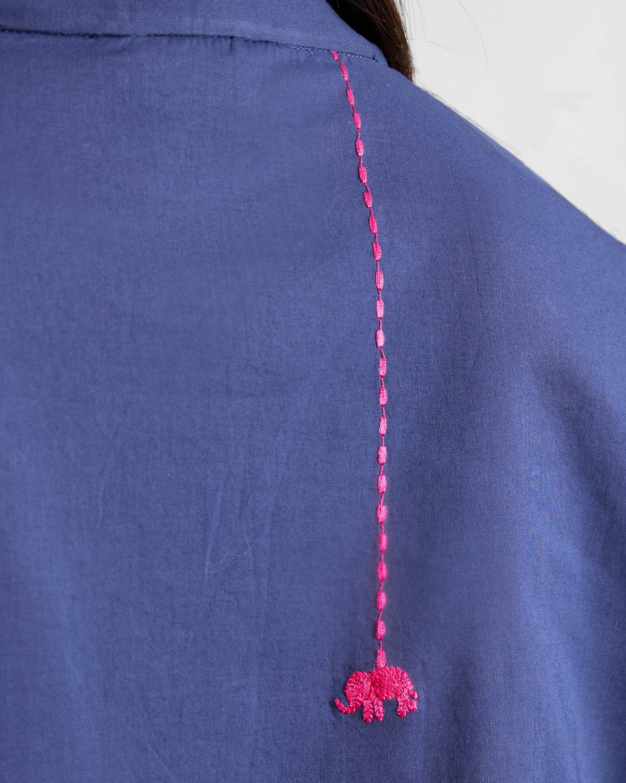 The Basic Mid Length Kurta Set - Ink Blue - Image 4