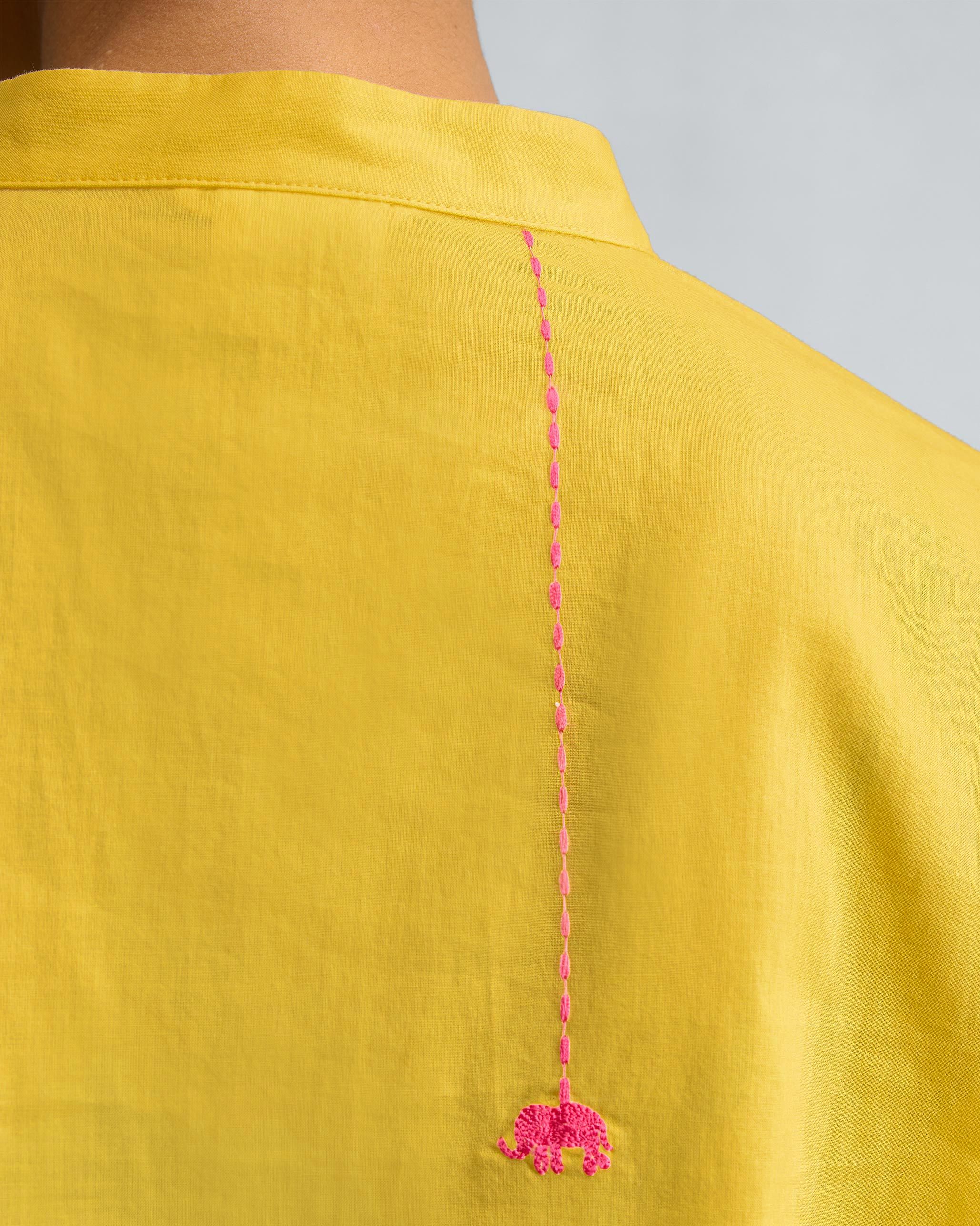 The Basic Mid Length Kurta Set - Yellow - Image 3