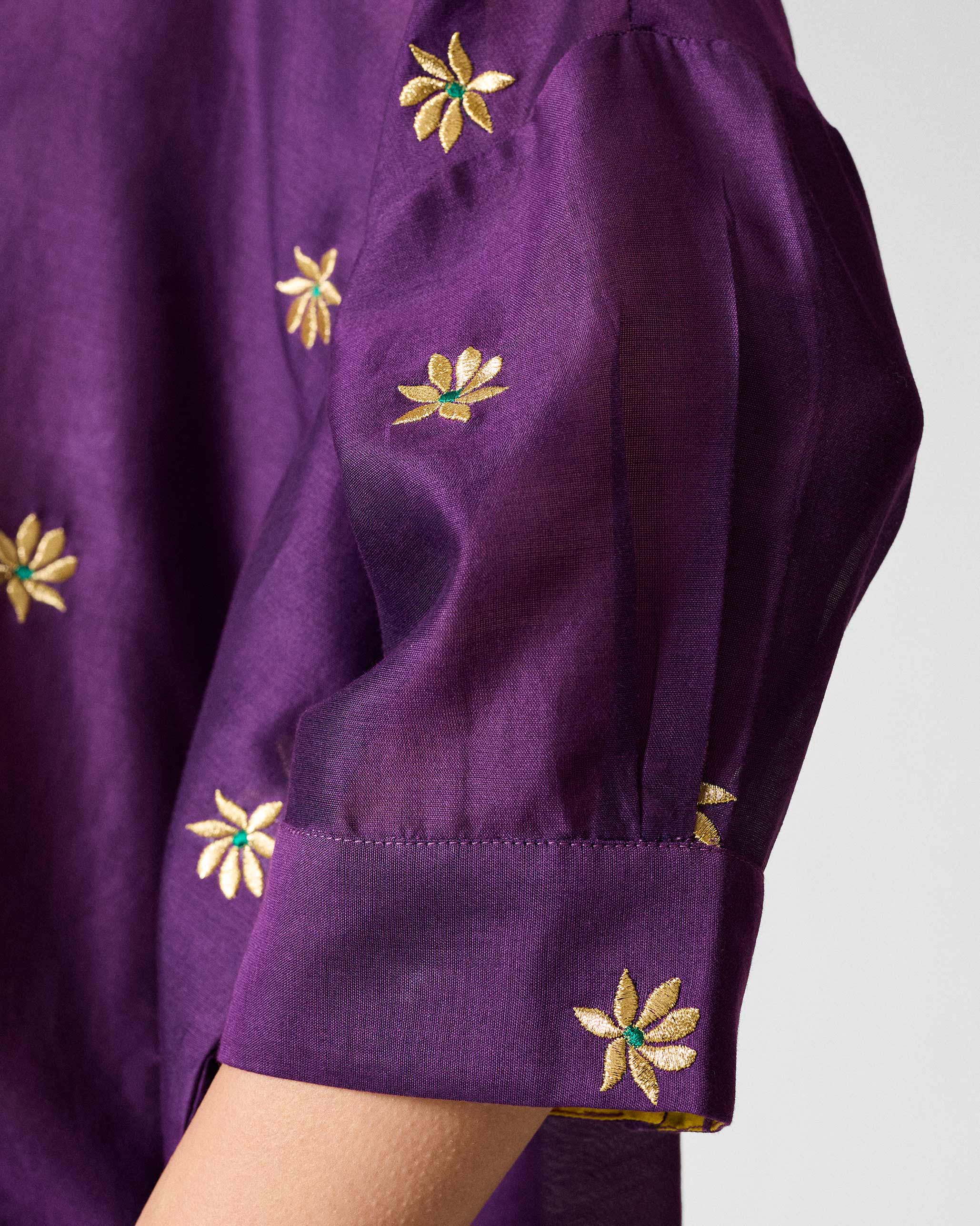 The Boxy Shirt Set - Purple & Gold Embroidered - Image 6