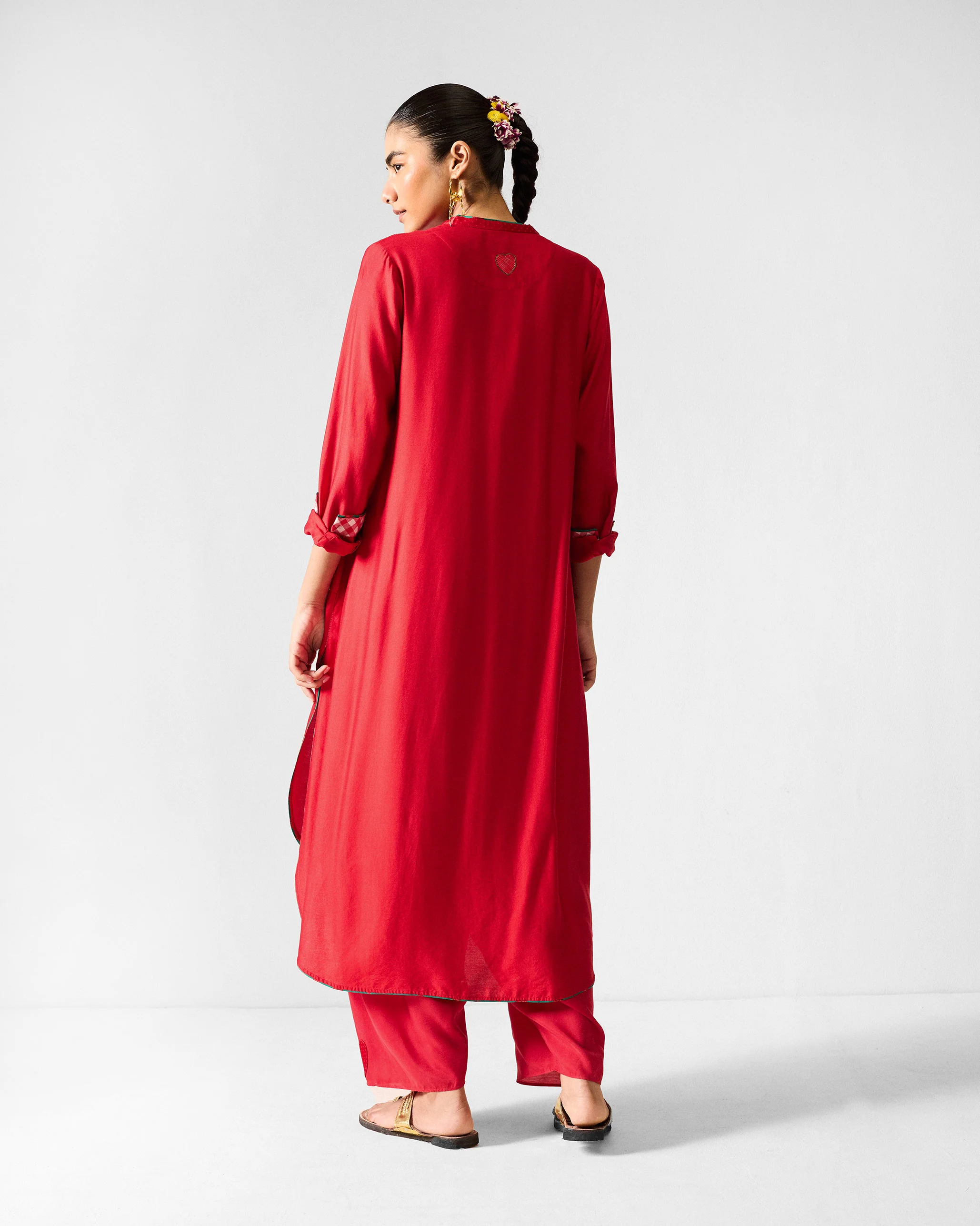 The Chaand Kurta Set- Red & Ivory - Image 2