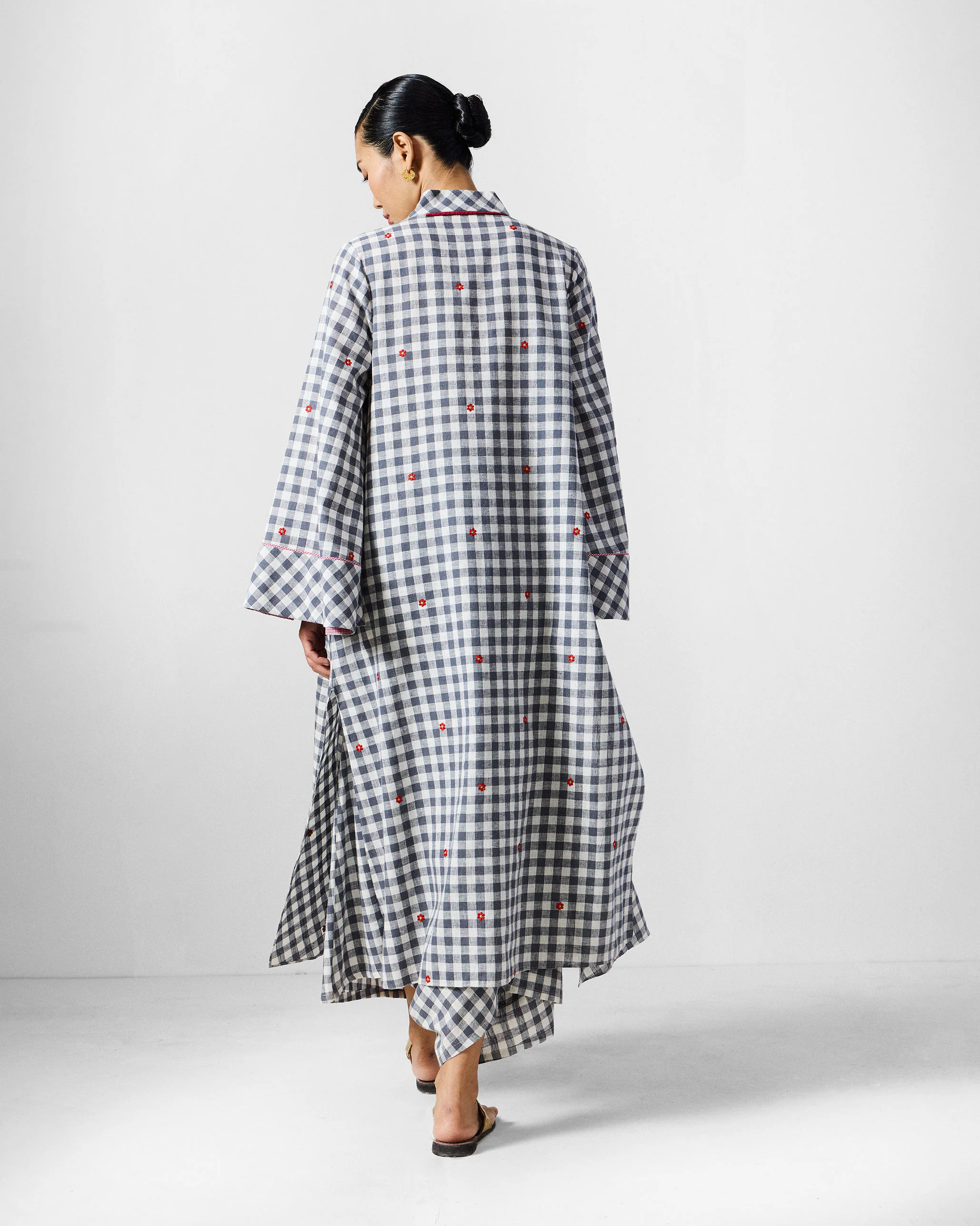 The Dhauli Kurta Set - Grey & White Checks - Image 2