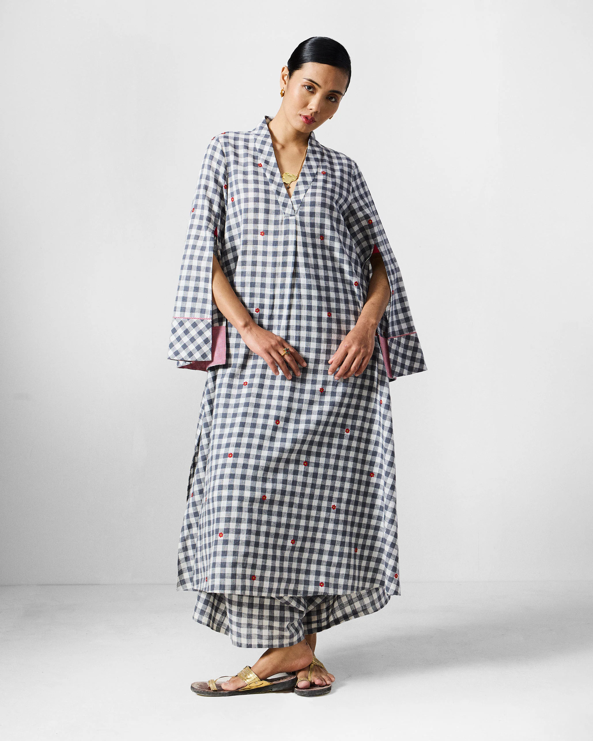 The Dhauli Kurta Set - Grey & White Checks - Image 5