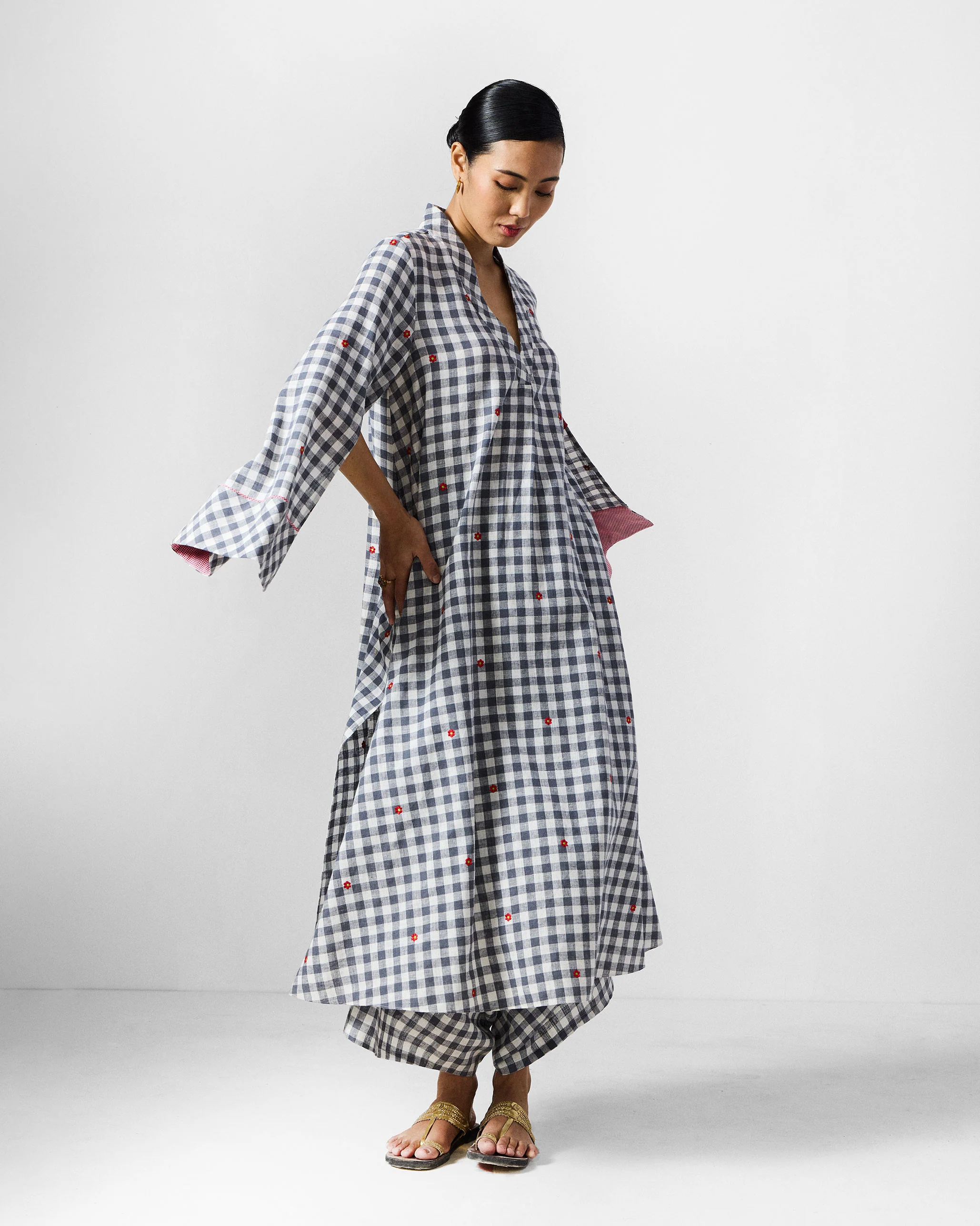 The Dhauli Kurta Set - Grey & White Checks - Image 6