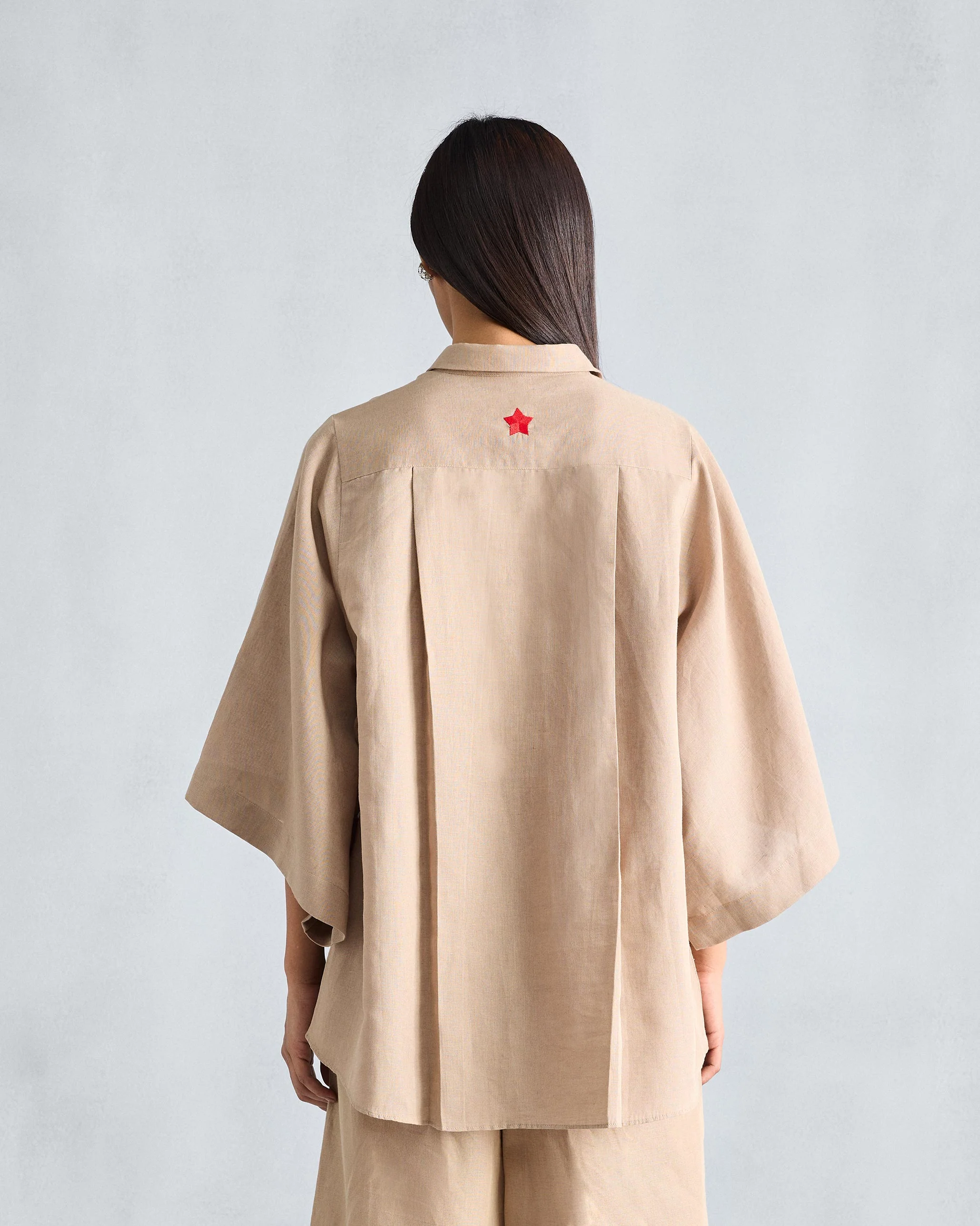 The Drop Armhole Shirt Set - Beige - Image 2