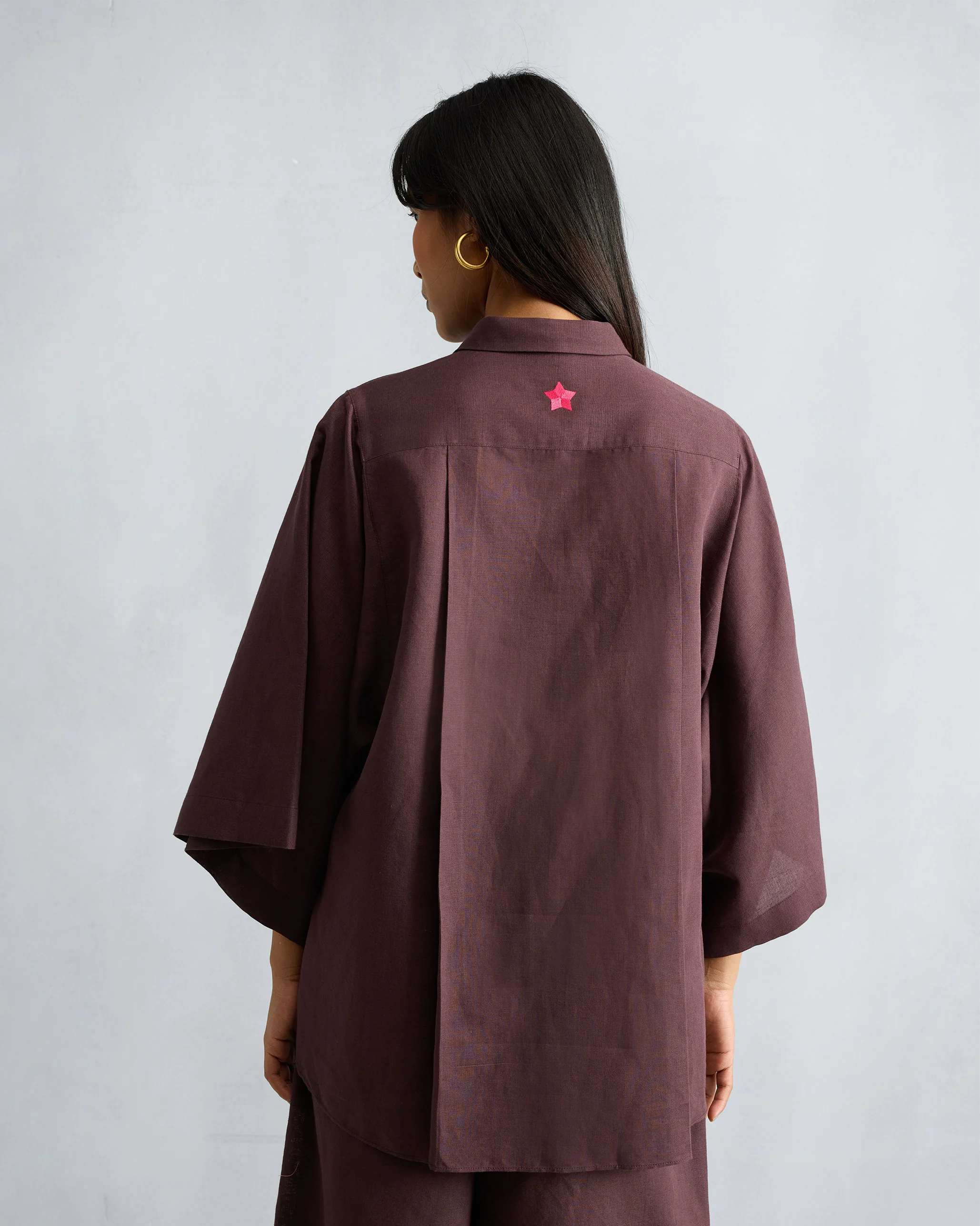 The Drop Armhole Shirt Set - Chocolate Plum - Image 4