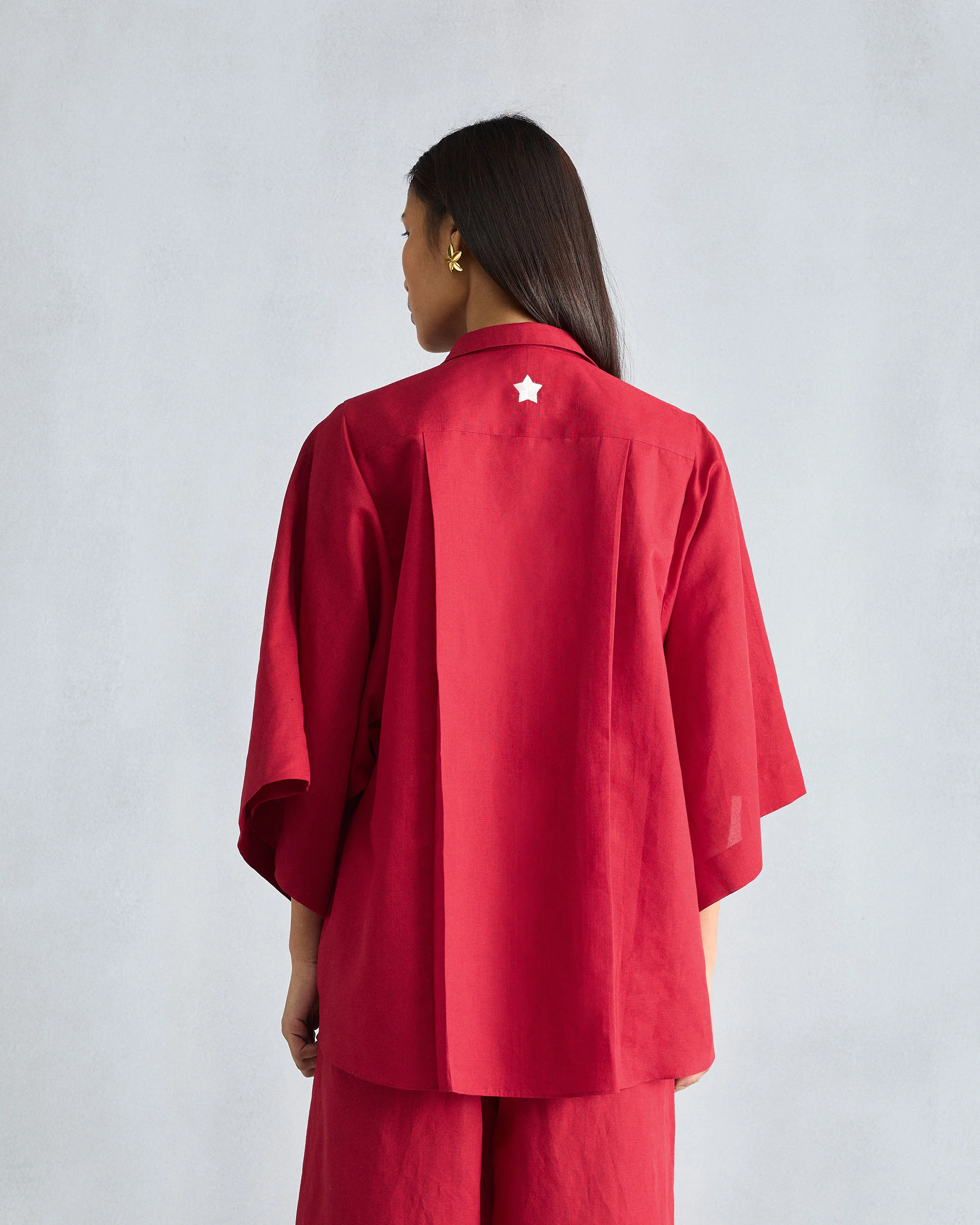 The Drop Armhole Shirt Set - Red - Image 2