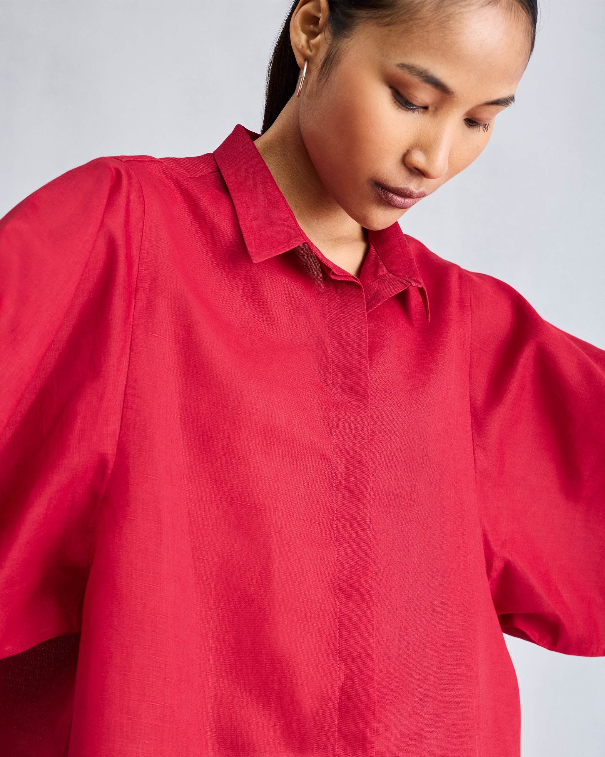 The Drop Armhole Shirt Set - Red - Image 4