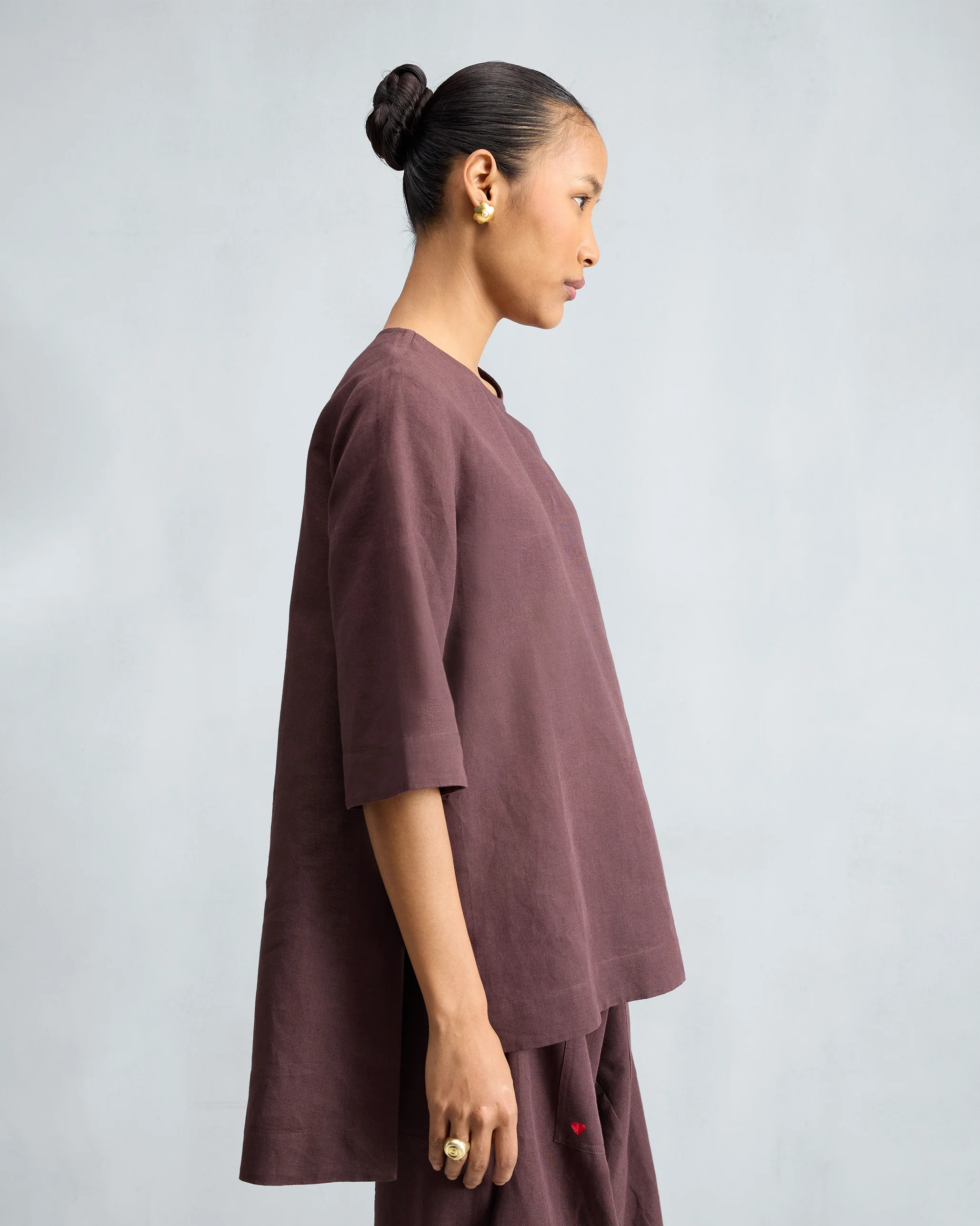The High Slit Top Set - Chocolate Plum - Image 2