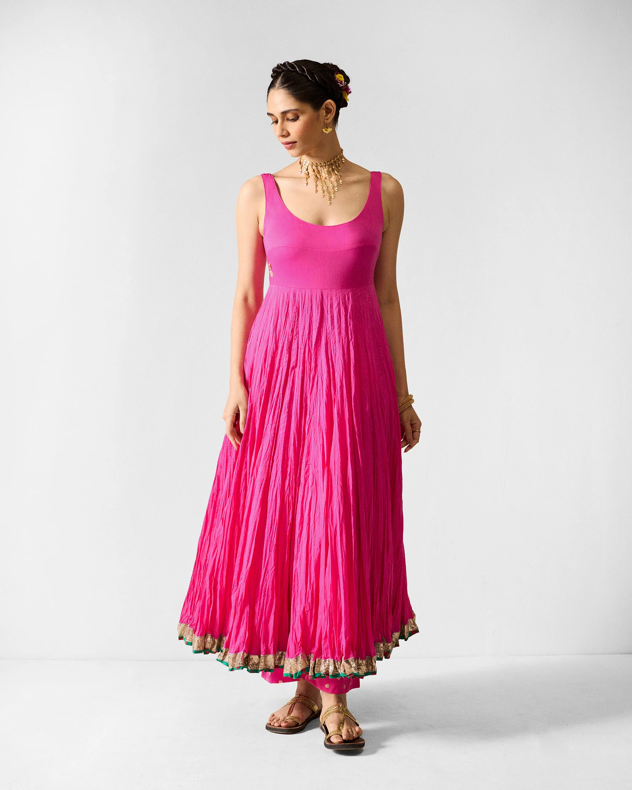 The Kochi Kurta Set - Fuchsia & Gold - Image 2