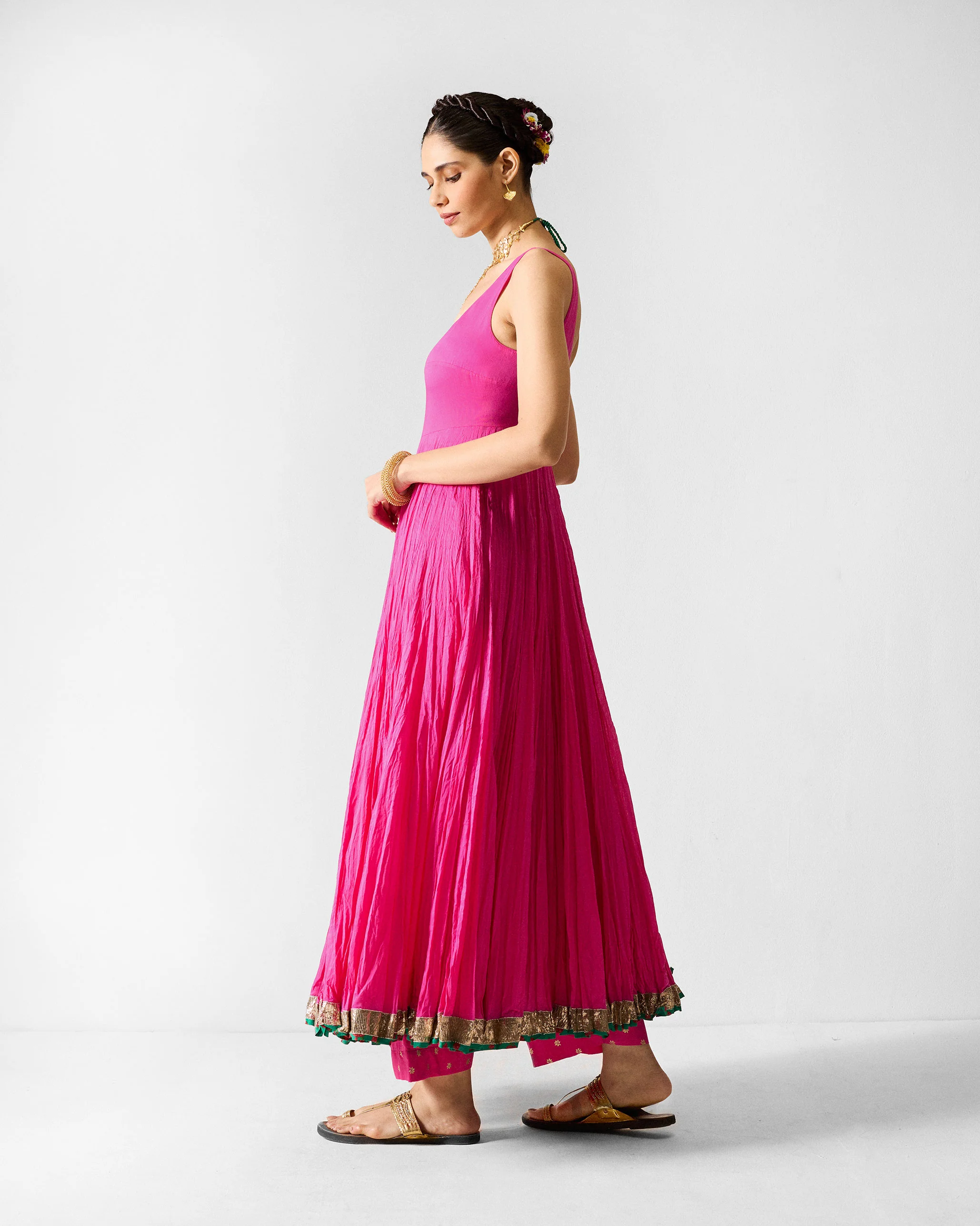 The Kochi Kurta Set - Fuchsia & Gold - Image 4