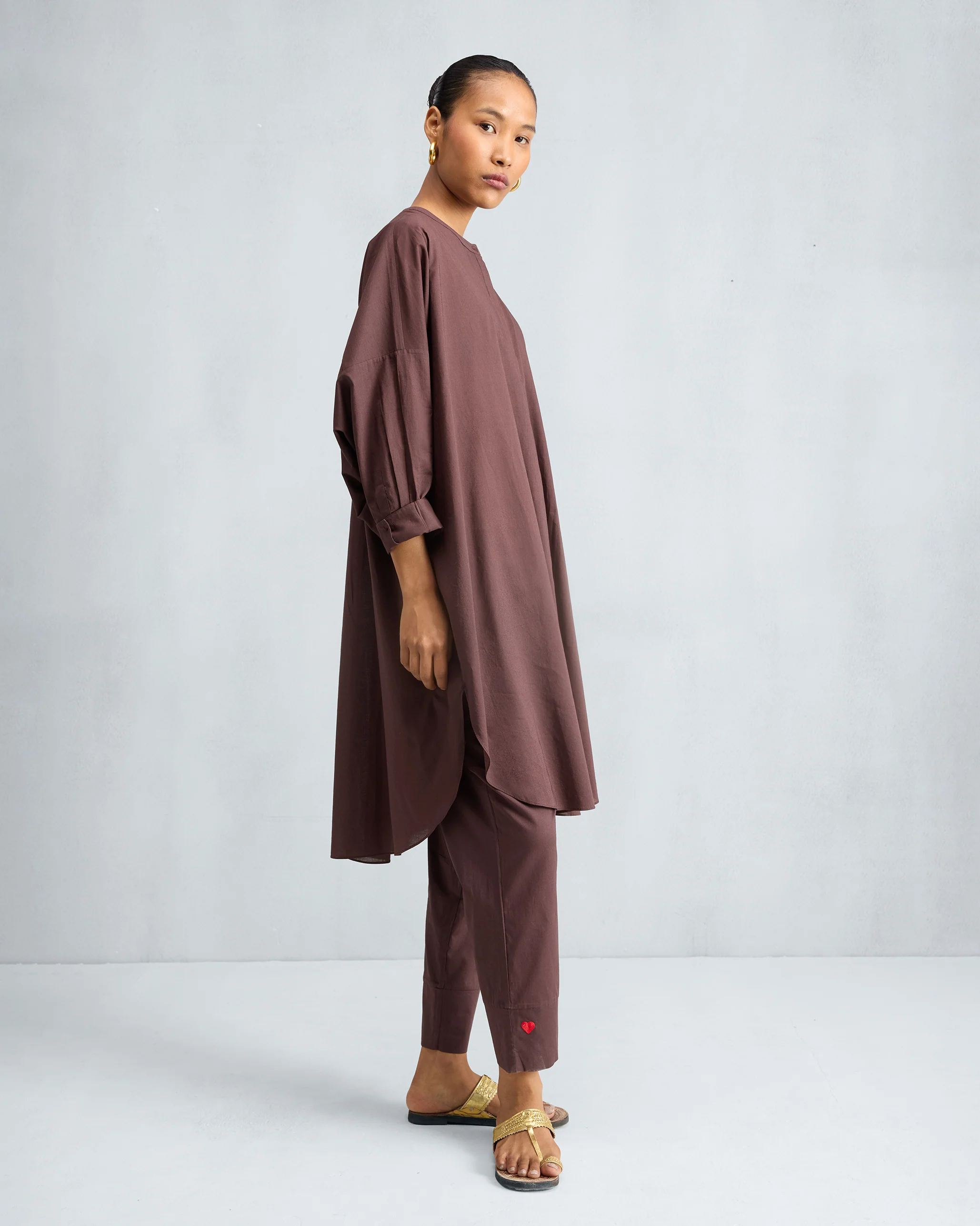 The Lazy Sunday Tunic Set - Chocolate Plum - Image 2