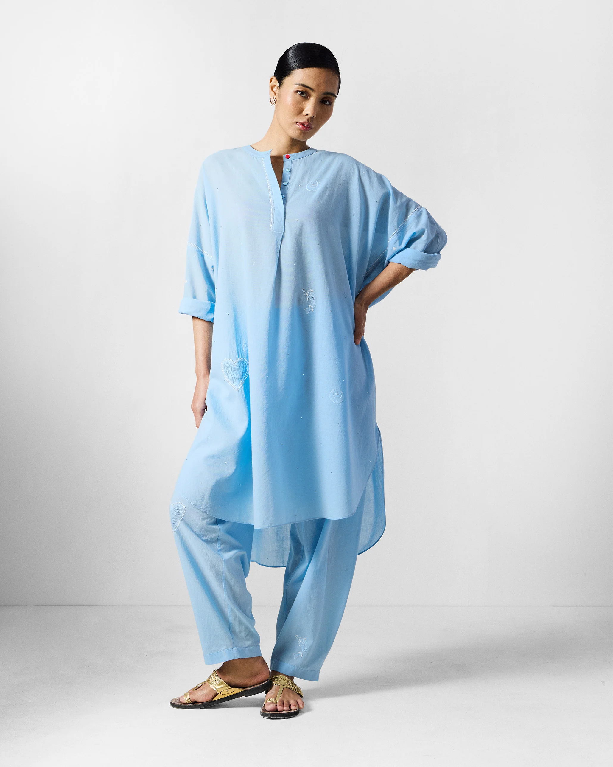 The Lazy Sunday Tunic Set - Ice Blue - Image 2