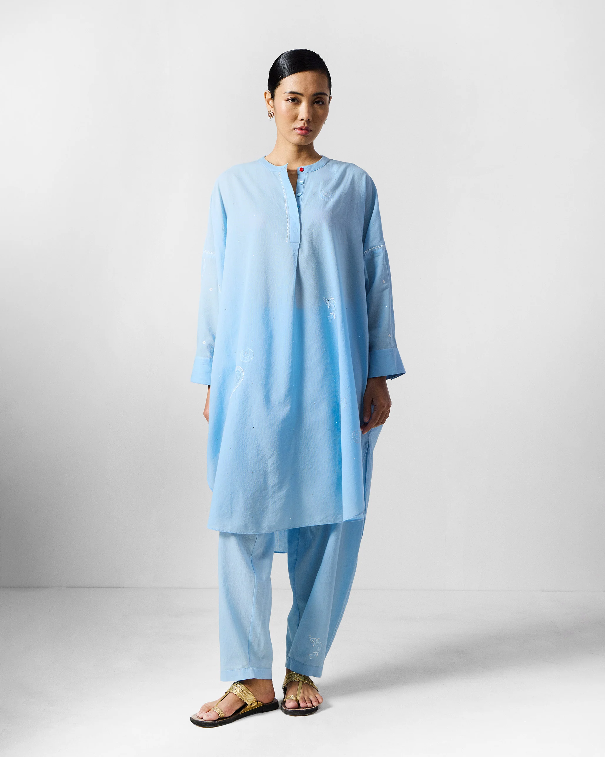 The Lazy Sunday Tunic Set - Ice Blue - Image 3