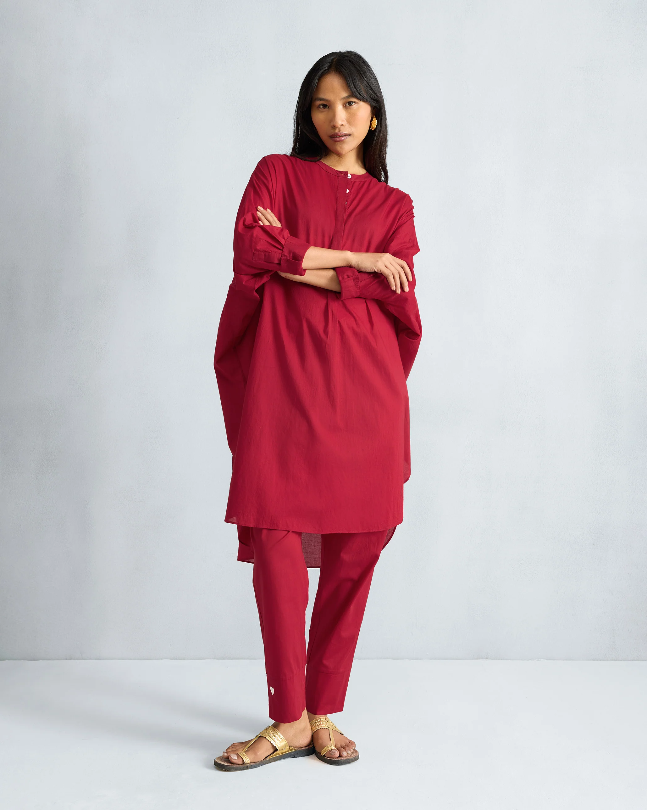 The Lazy Sunday Tunic Set - Red - Image 6