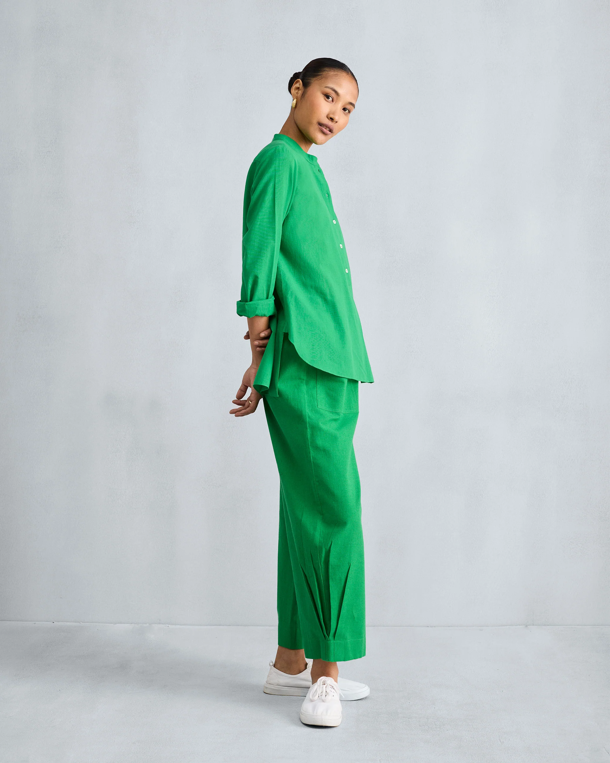 The Mandarin Collar Set - Green - Image 2
