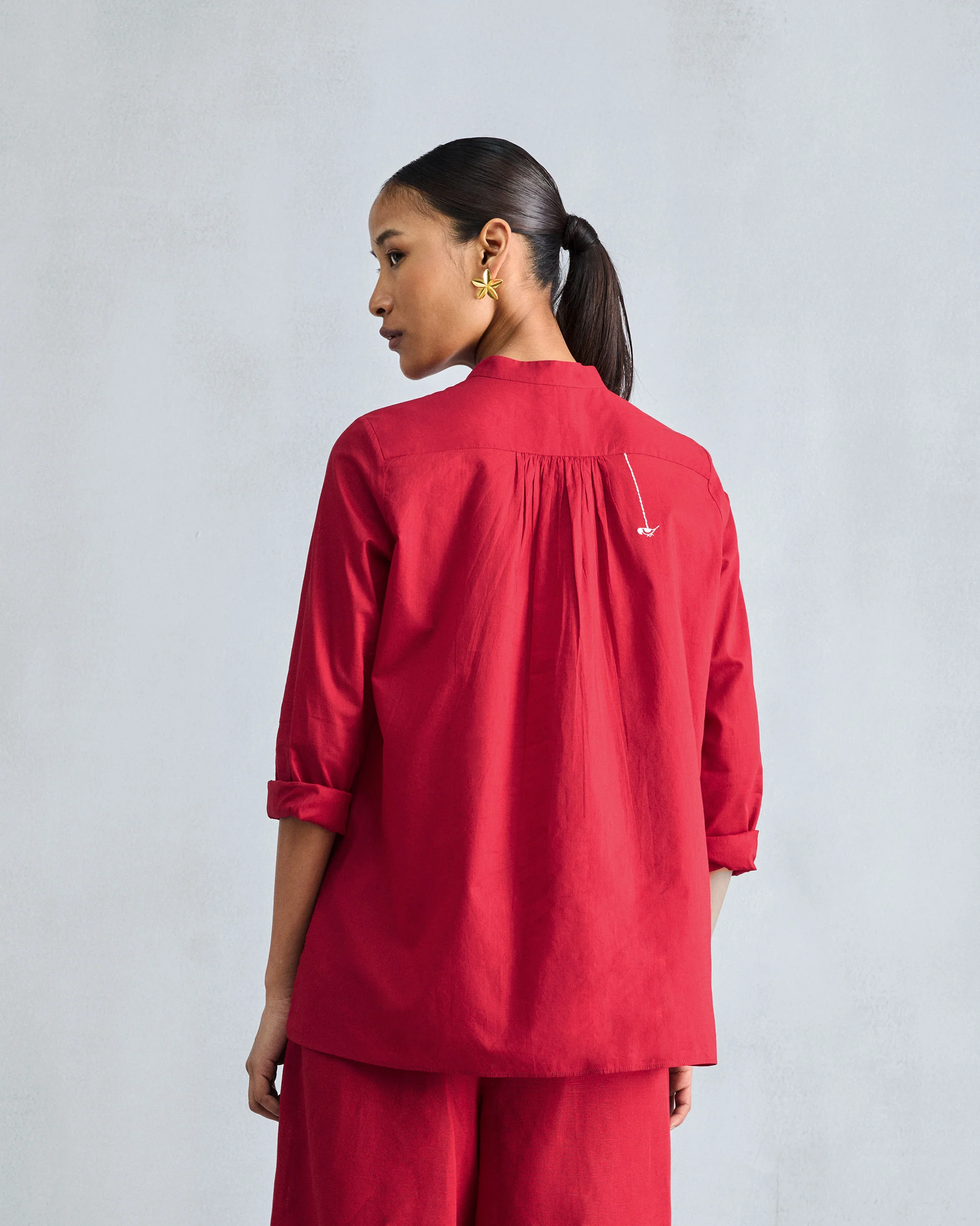 The Mandarin Collar Set - Red - Image 2