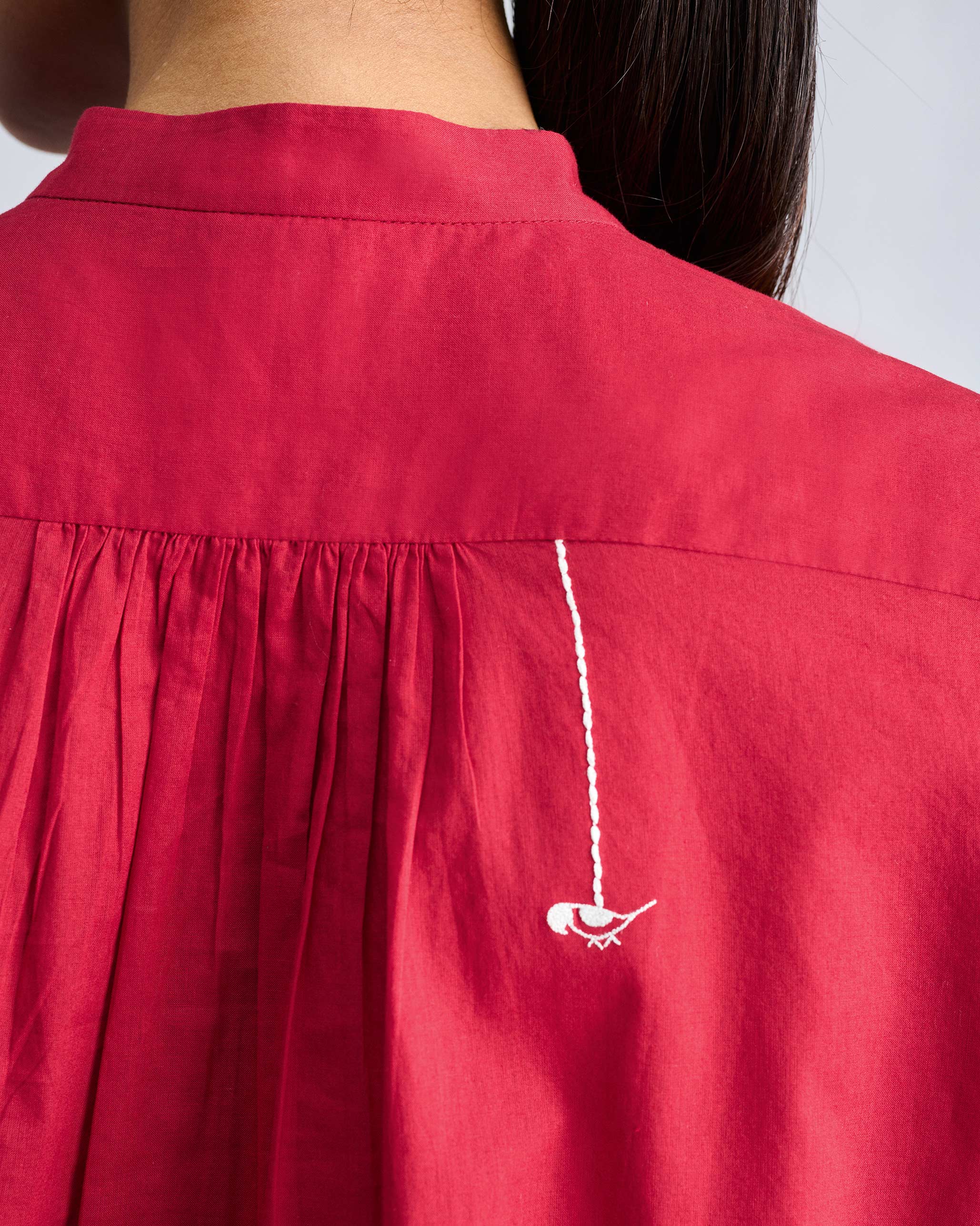 The Mandarin Collar Set - Red - Image 4