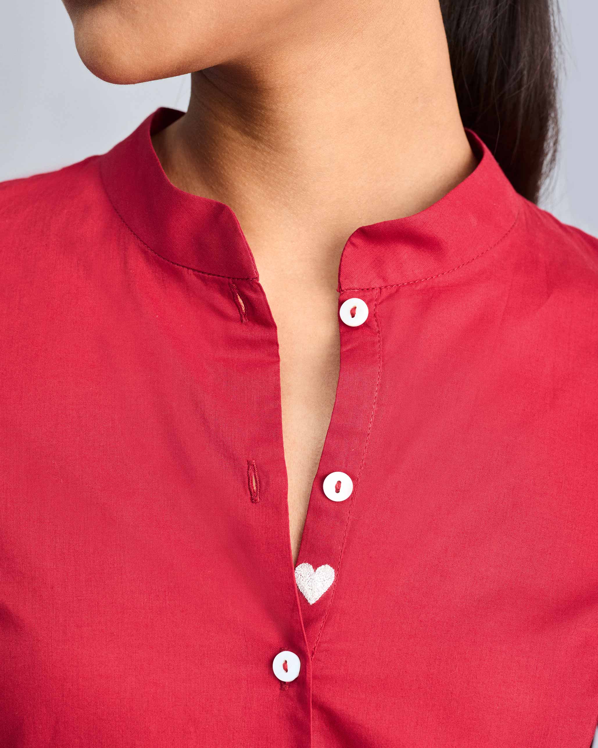 The Mandarin Collar Set - Red - Image 6