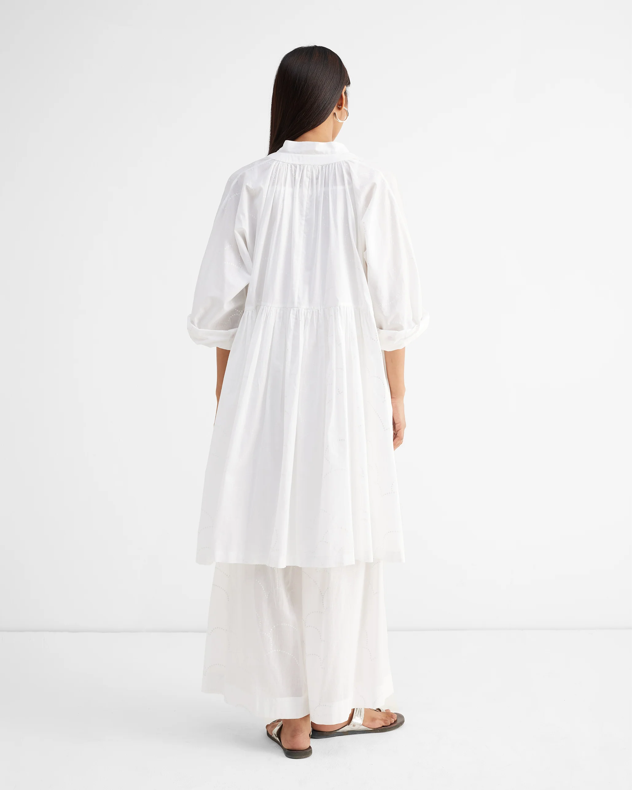 The Miya Button Front Dress Set - White Printed - Image 2