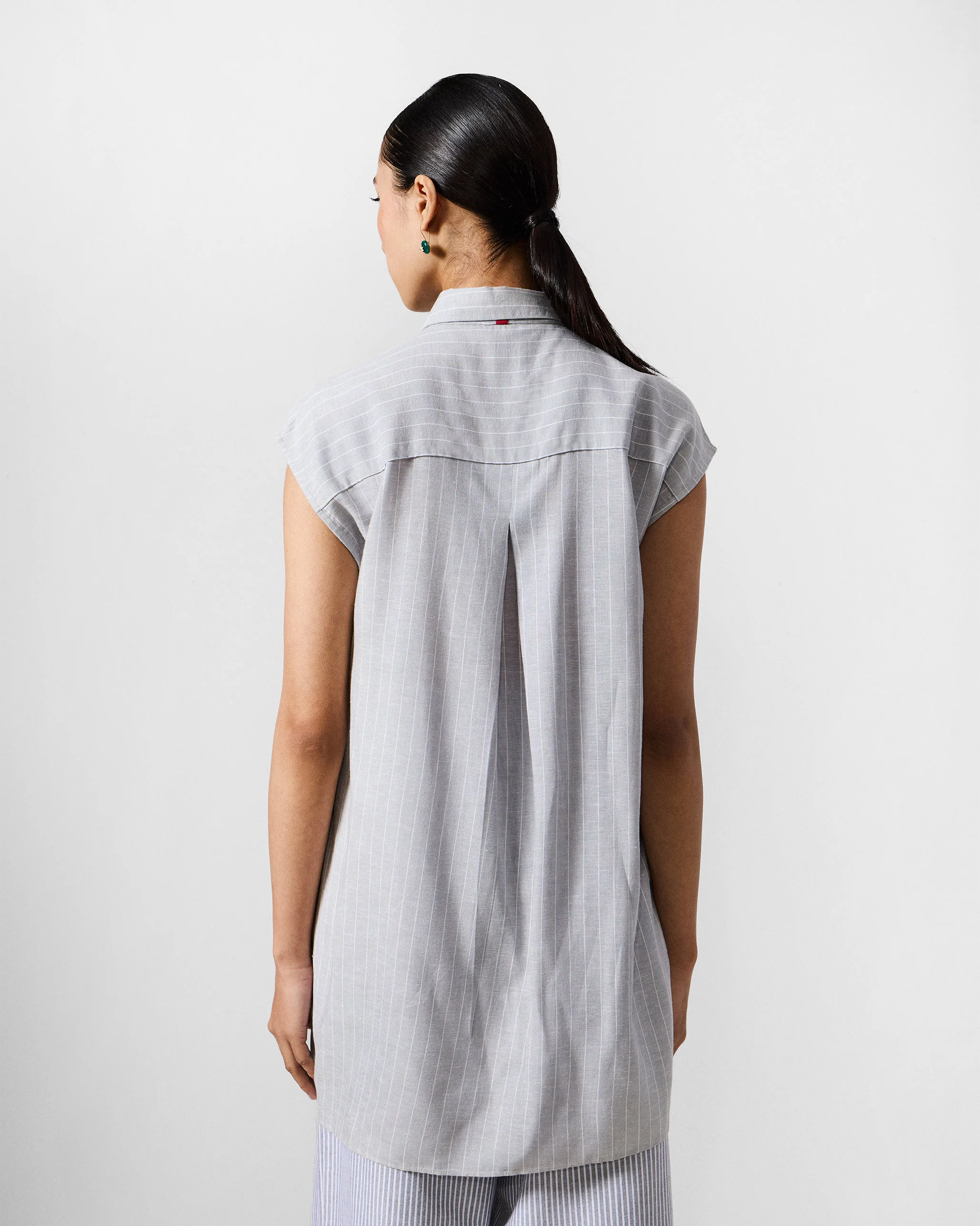The Rin Top Set - Grey & White Stripes - Image 2