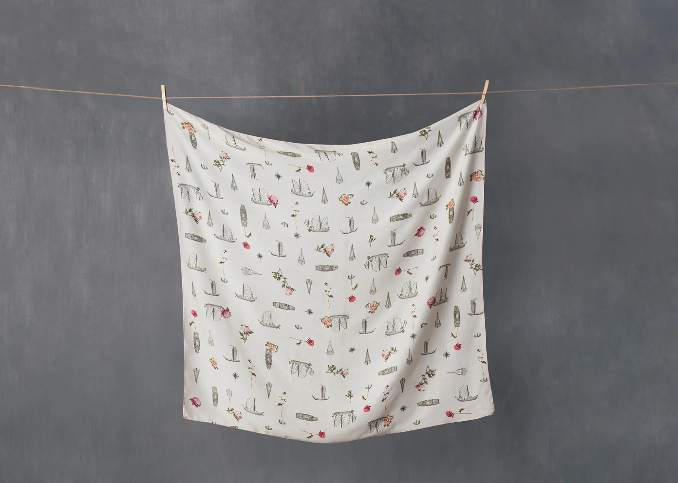 The Ship & Peony Scarf - Image 3