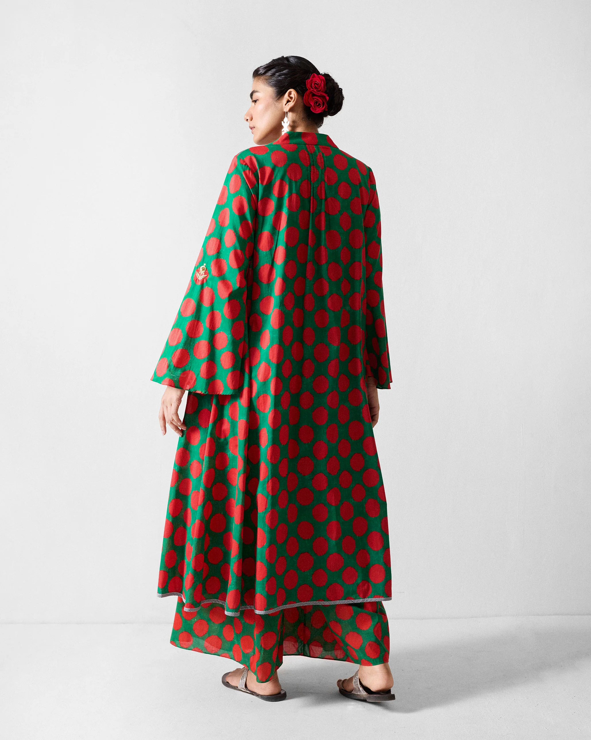 The Talas Kurta Set - Red & Green Printed - Image 2