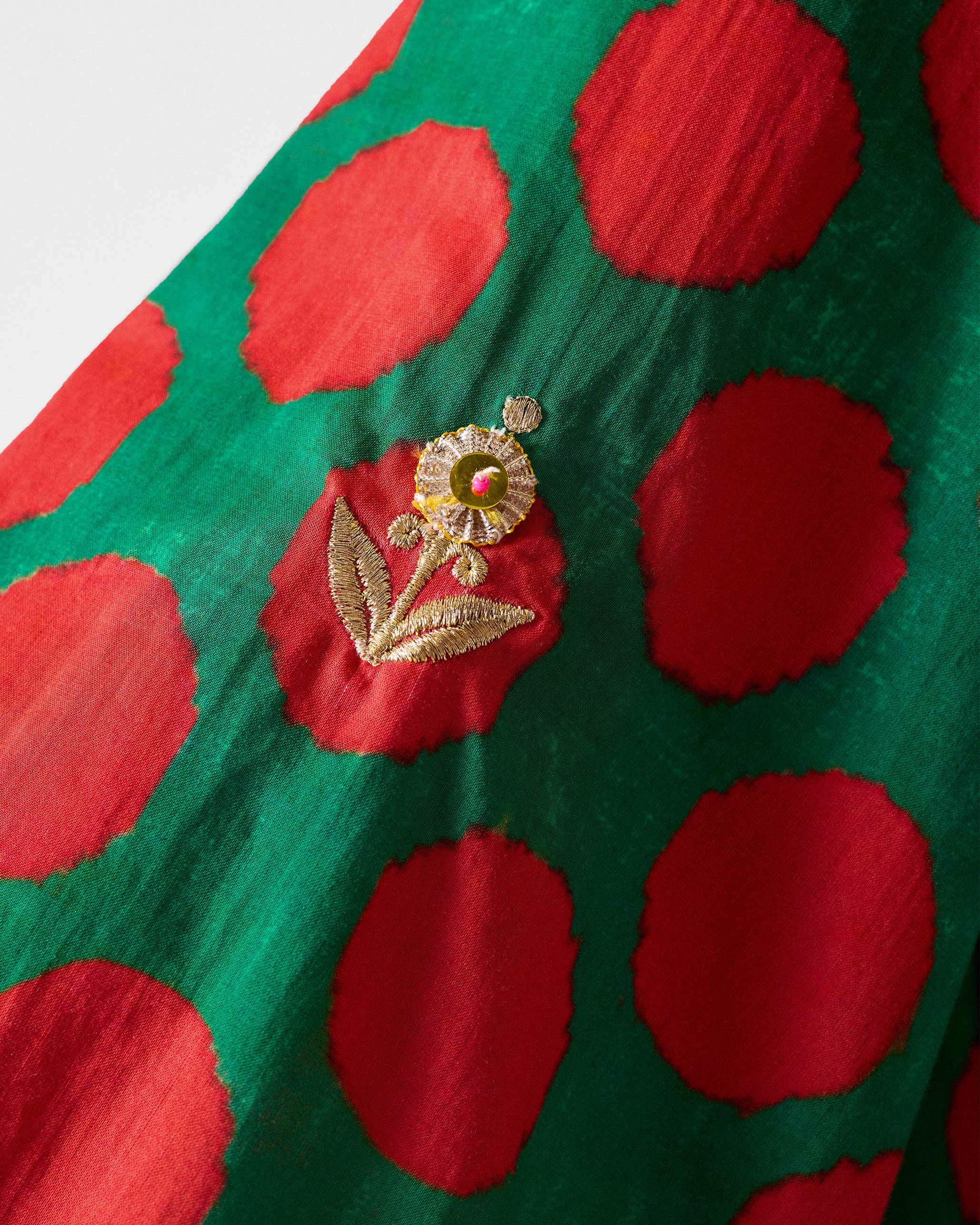 The Talas Kurta Set - Red & Green Printed - Image 3