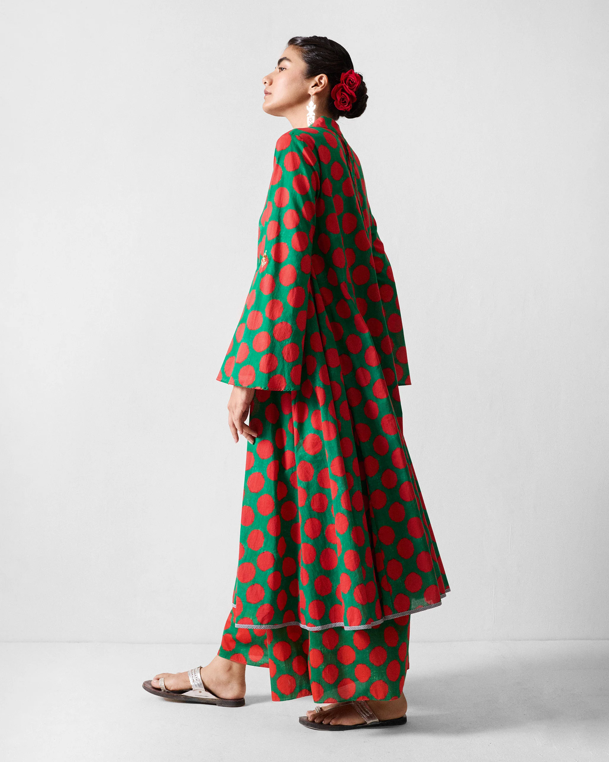 The Talas Kurta Set - Red & Green Printed - Image 5