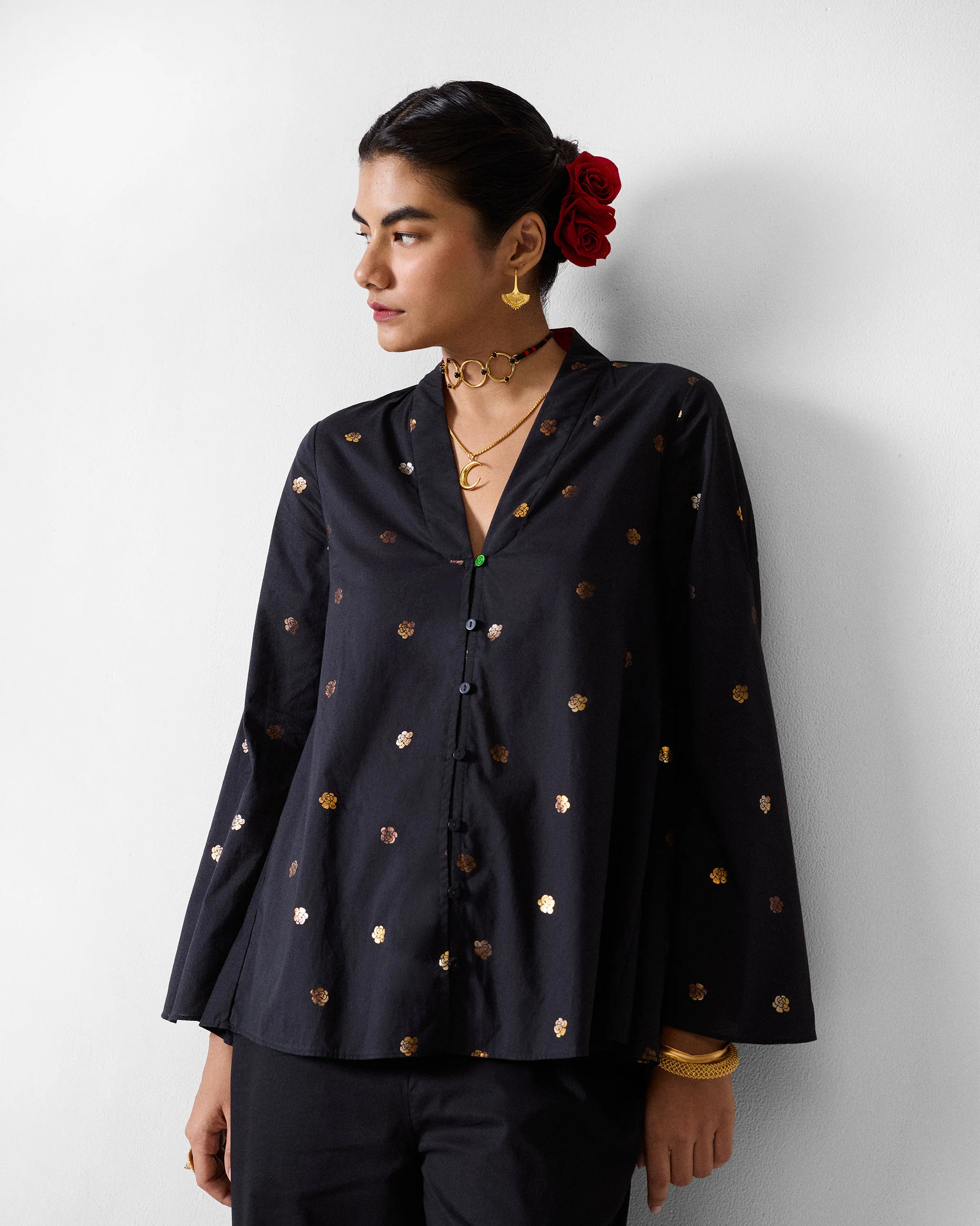 The Tangier Top Set - Black & Gold Printed - Image 3
