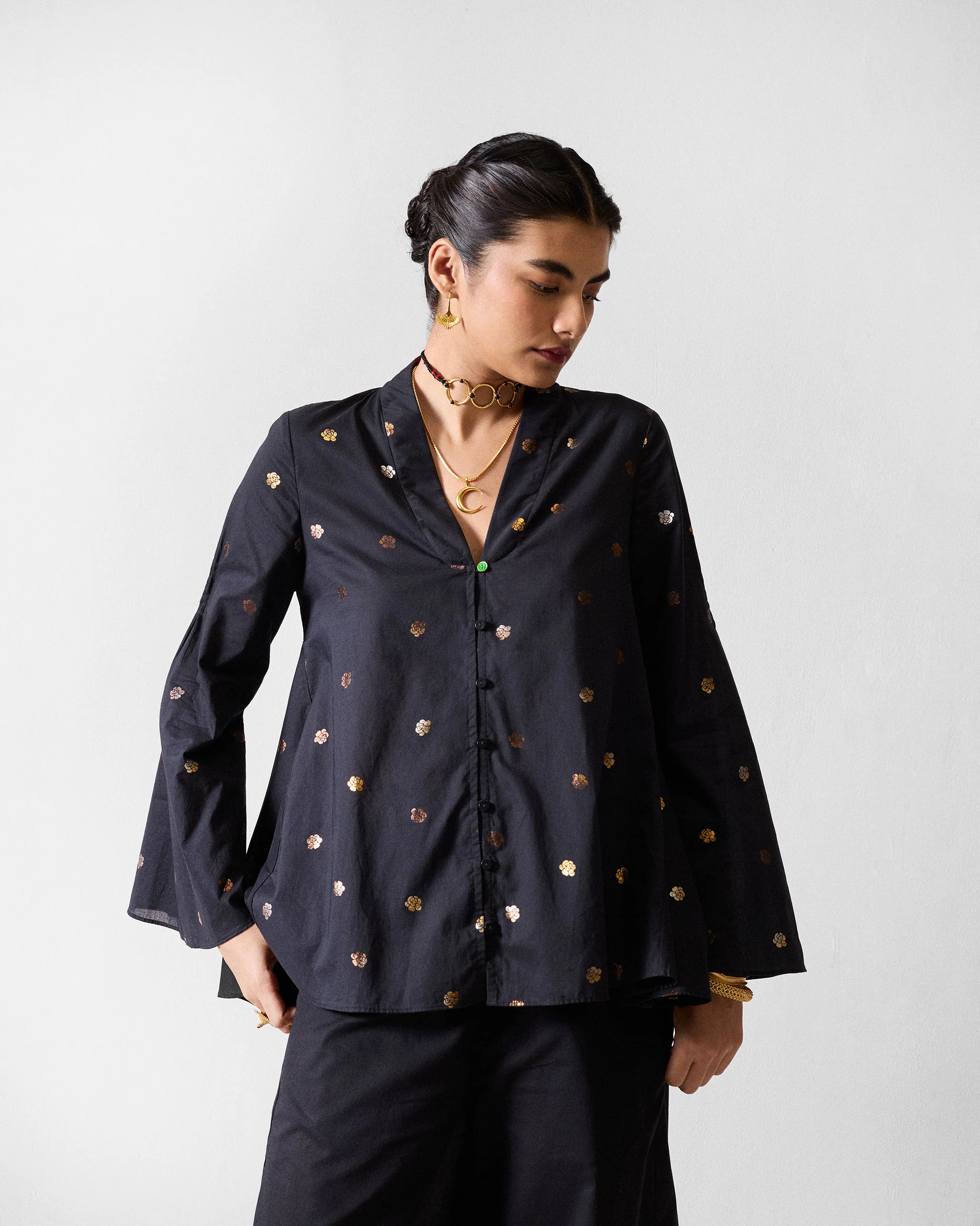 The Tangier Top Set - Black & Gold Printed - Image 8