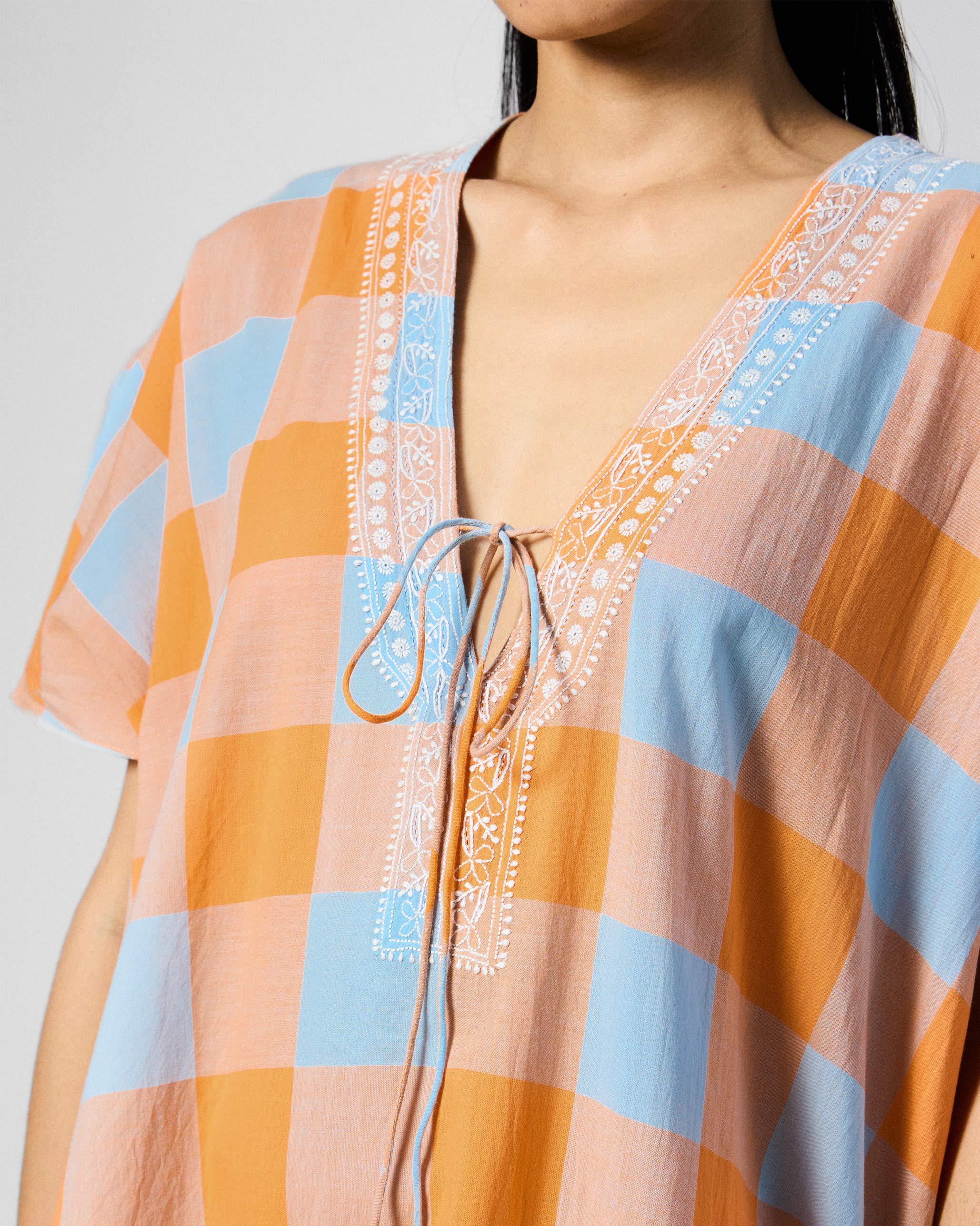 The Vaya Kaftan Set - Orange & White - Image 5
