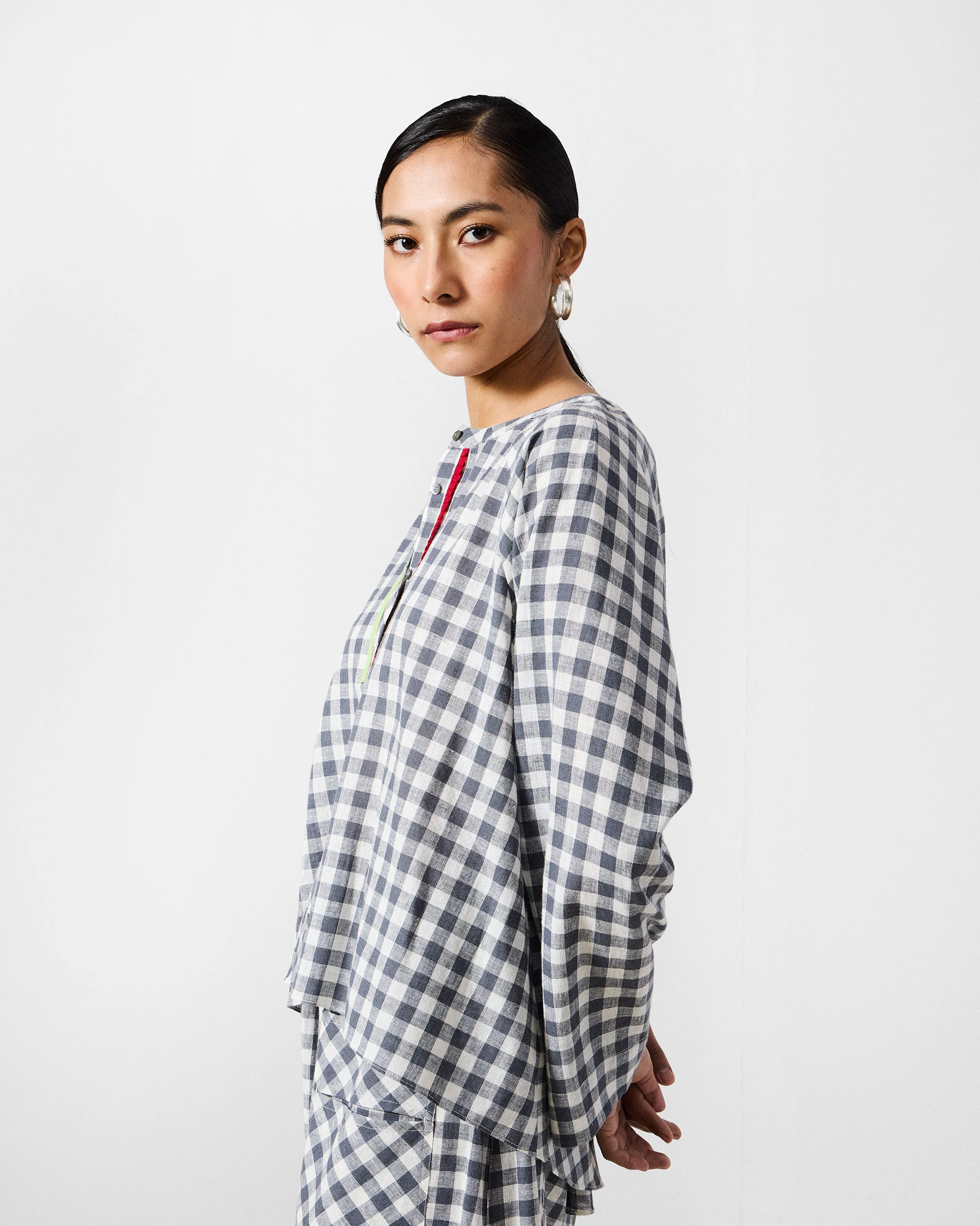 The Zil Top Set - Charcoal & White Checks - Image 2