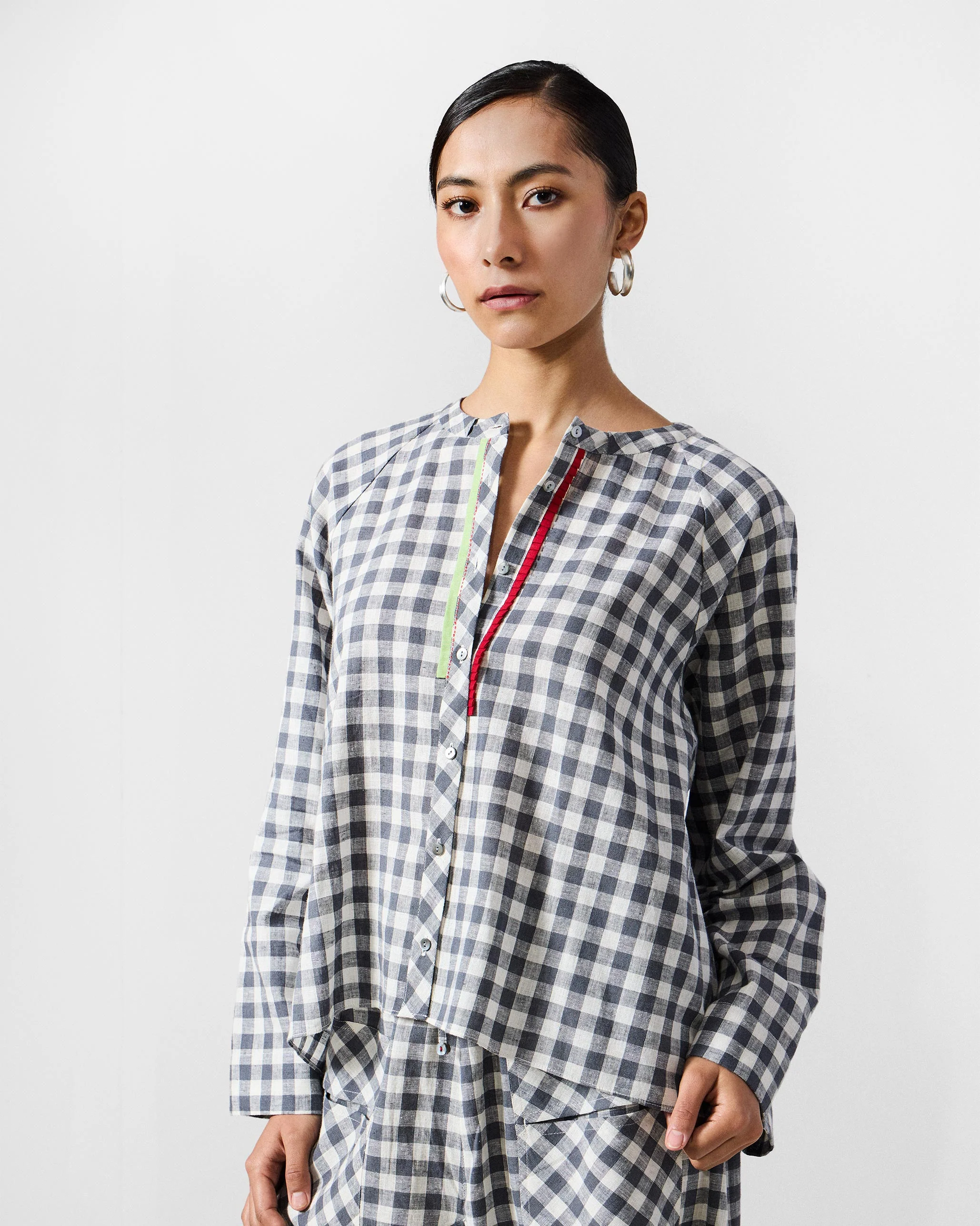 The Zil Top Set - Charcoal & White Checks - Image 6