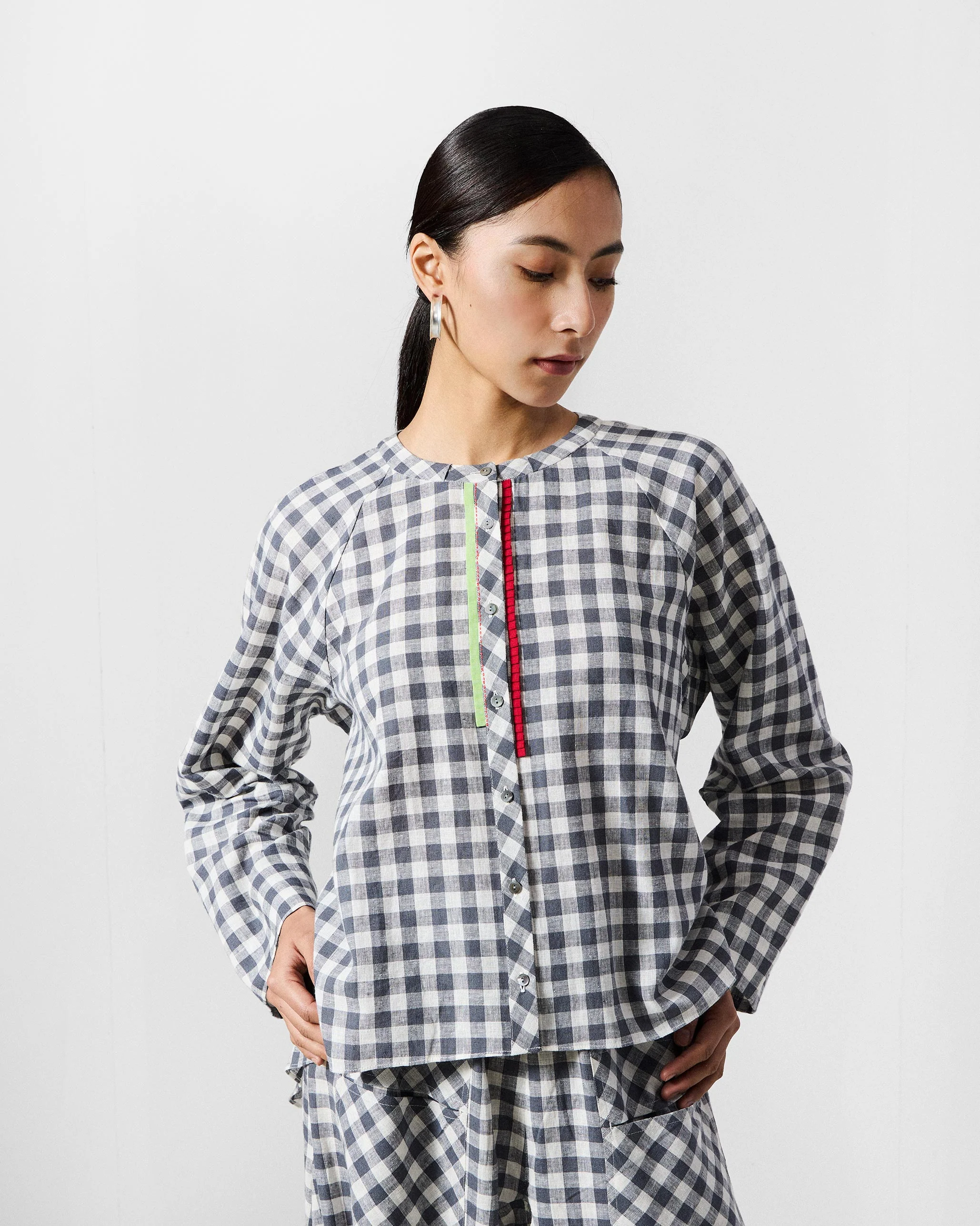 The Zil Top Set - Charcoal & White Checks - Image 7