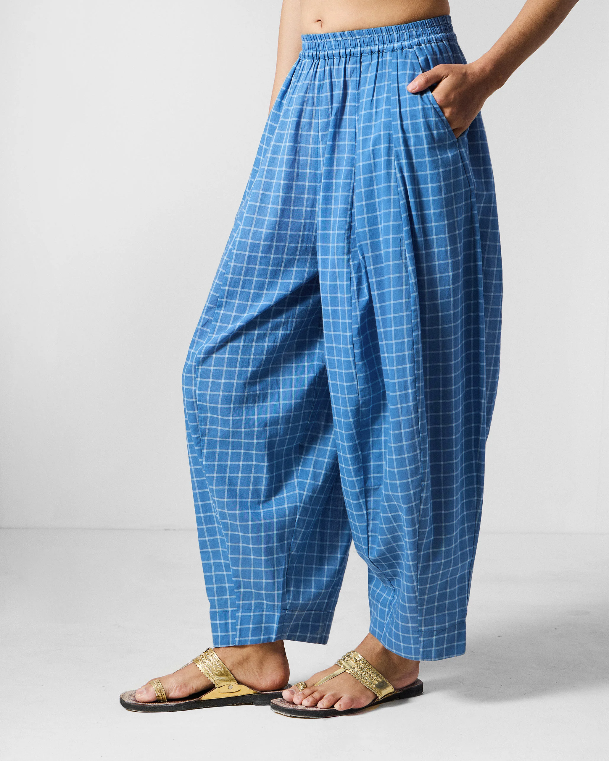 Tia Pants - Riverside Blue & White Checks - Image 2