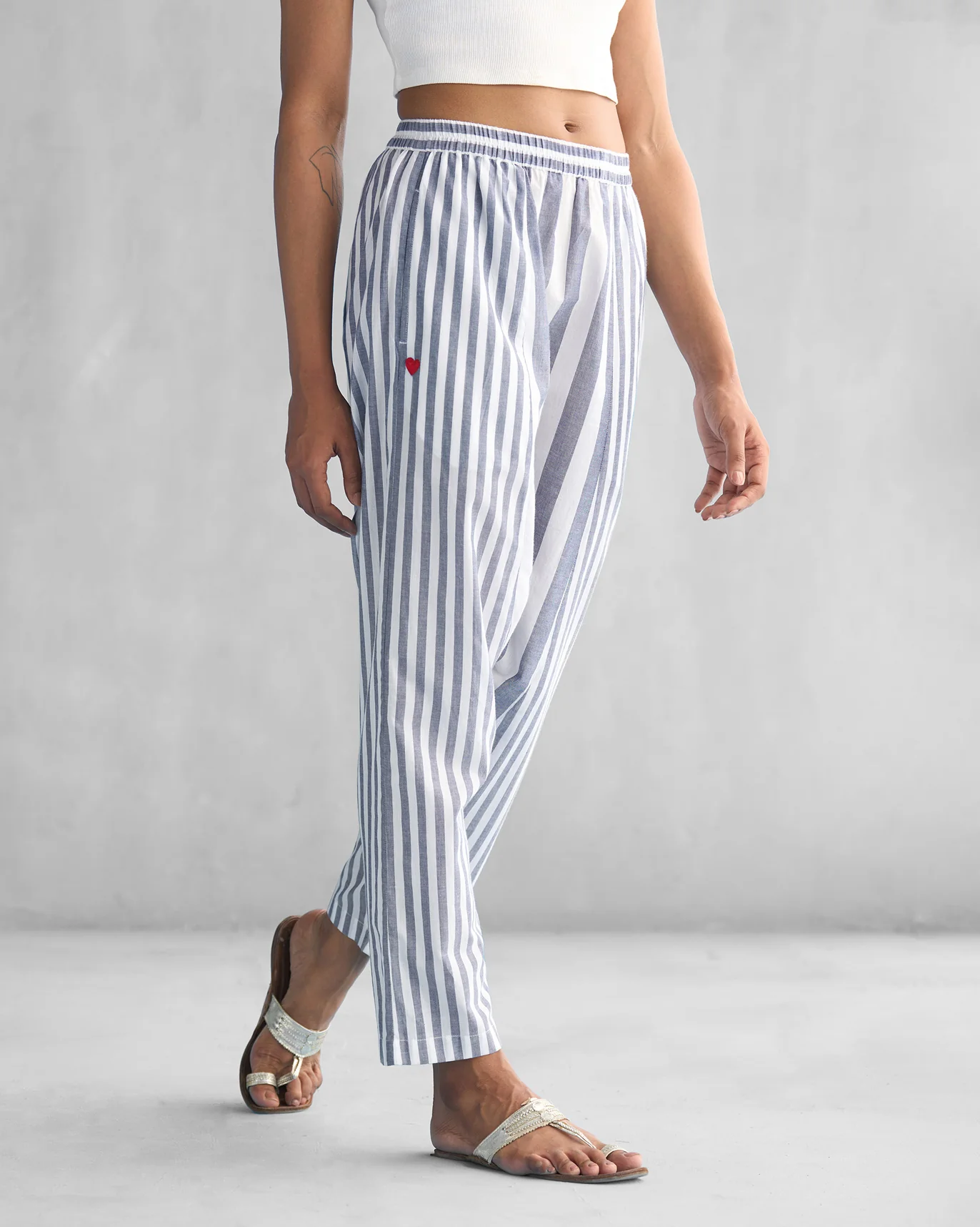 Toddy Panelled Pants - White & Blue - Image 3
