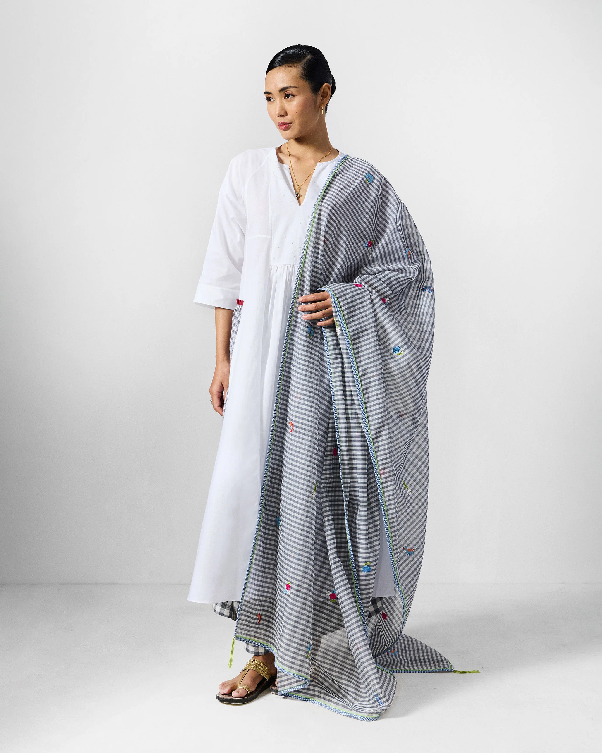 Torsa Kurta - White Embroidered - Image 6