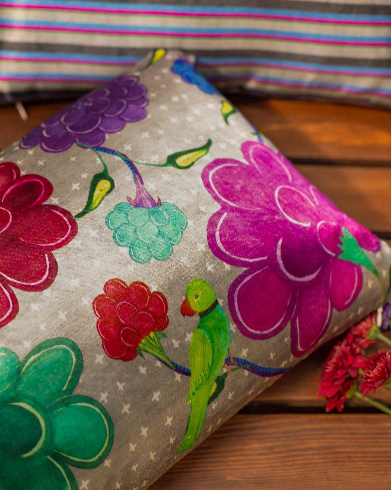 Tota Flower Cushion Cover - Grey - Image 4