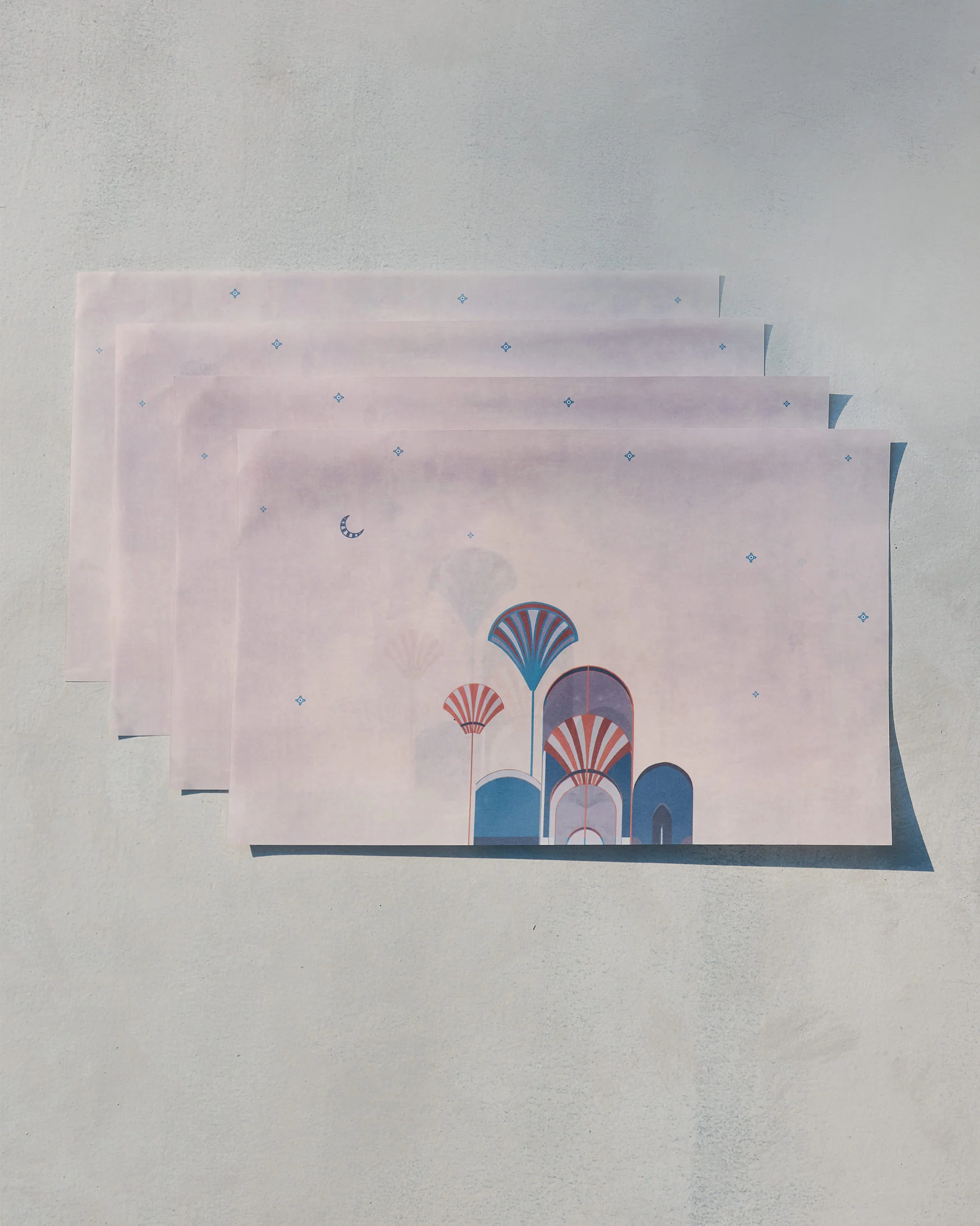 Tranquil Parchment Paper Rectangle (Set of 4) - Image 2