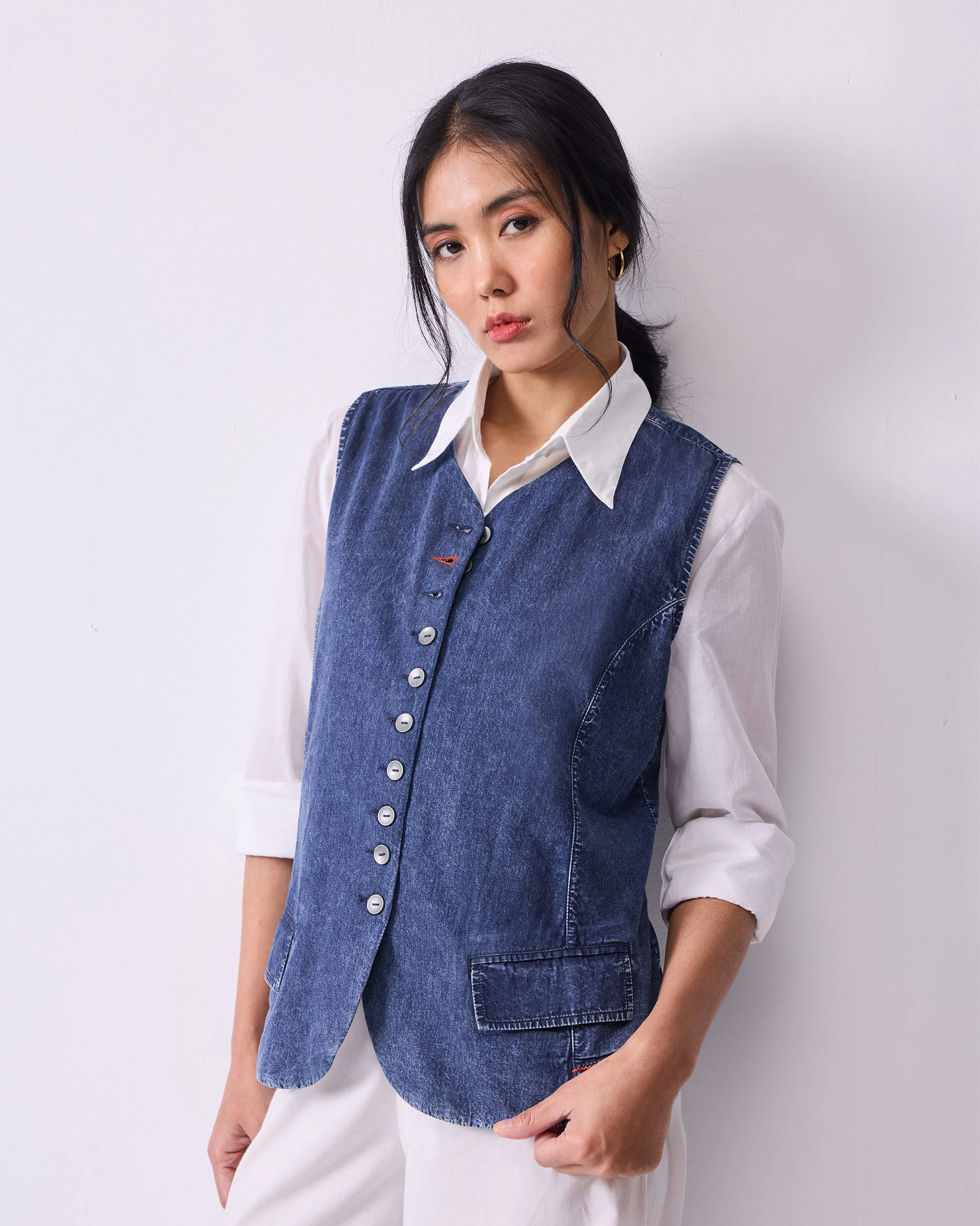 Travel Waistcoat - Denim - Image 4