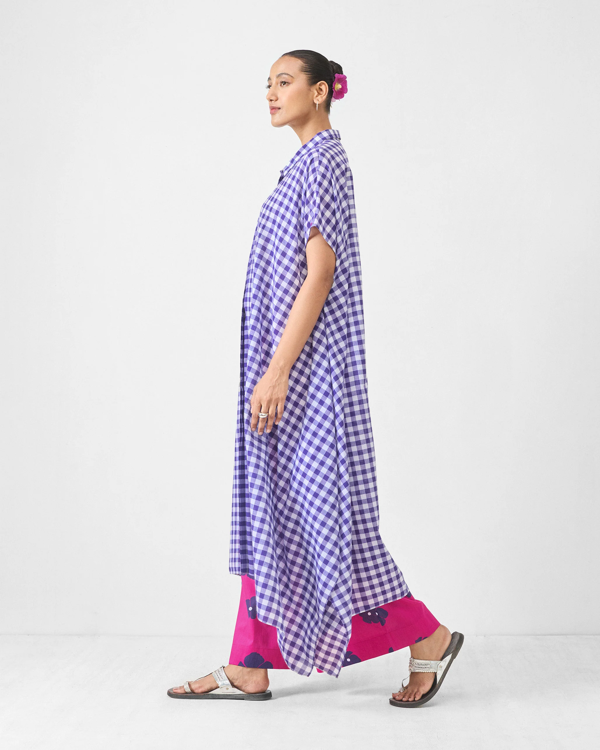 Treasure Kurta - Purple & White Checks - Image 3