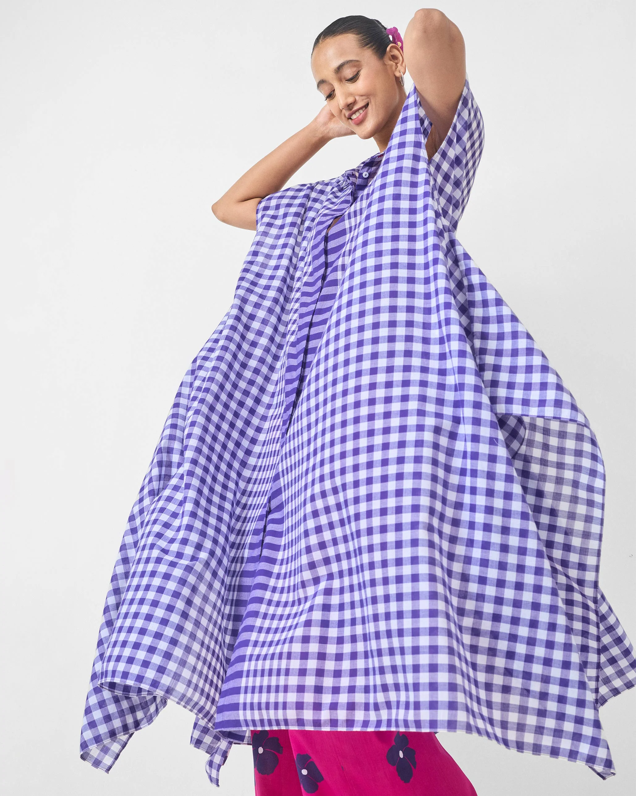 Treasure Kurta - Purple & White Checks - Image 5