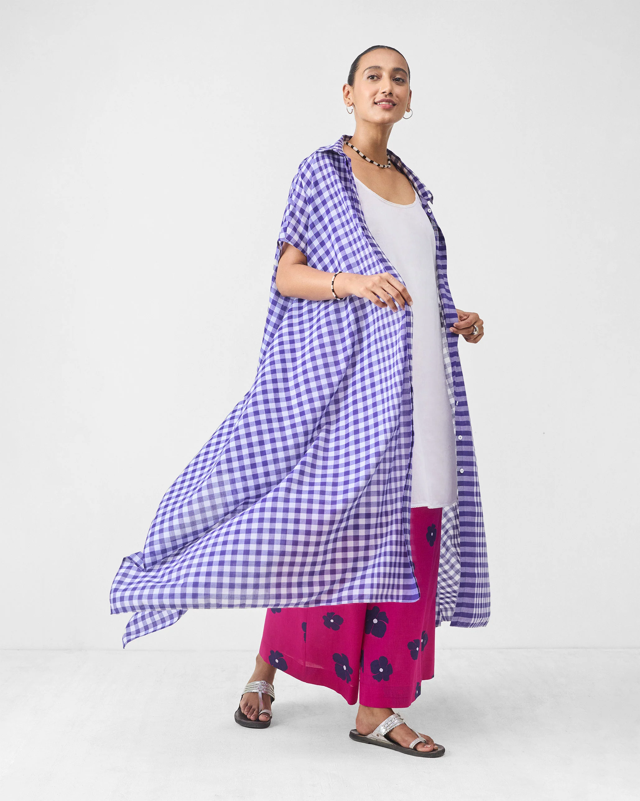 Treasure Kurta - Purple & White Checks - Image 7