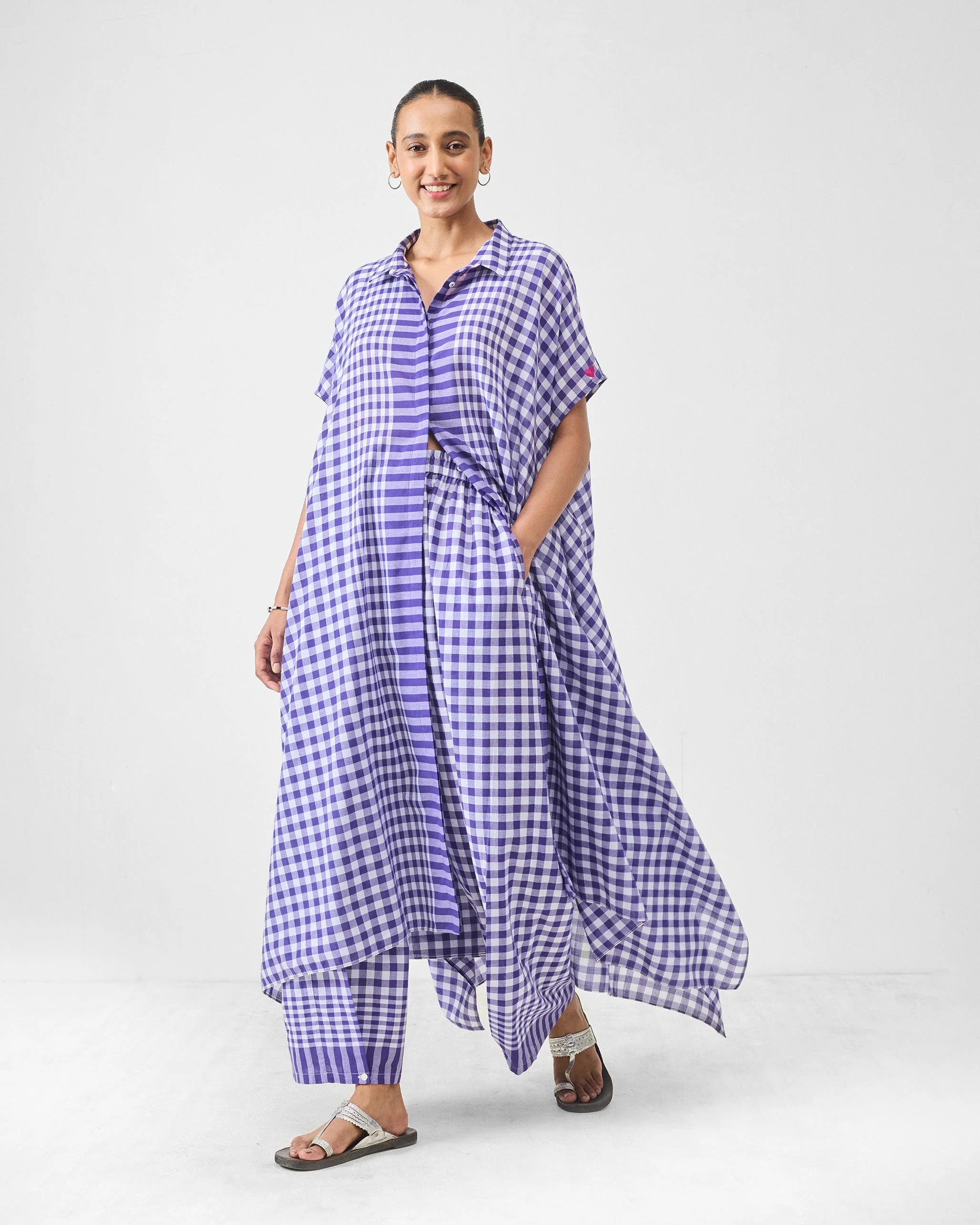 Treasure Kurta - Purple & White Checks - Image 8
