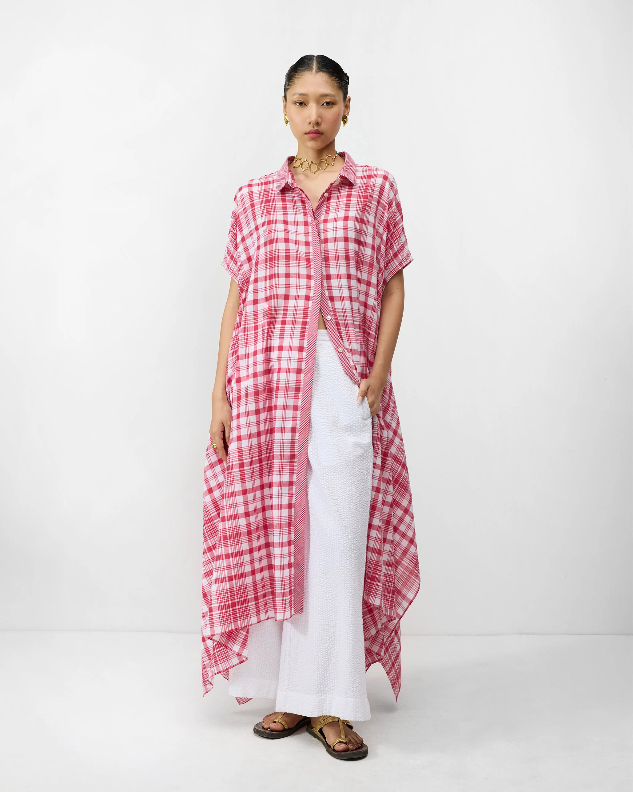 Treasure Kurta - Watermelon & White Checks - Image 5