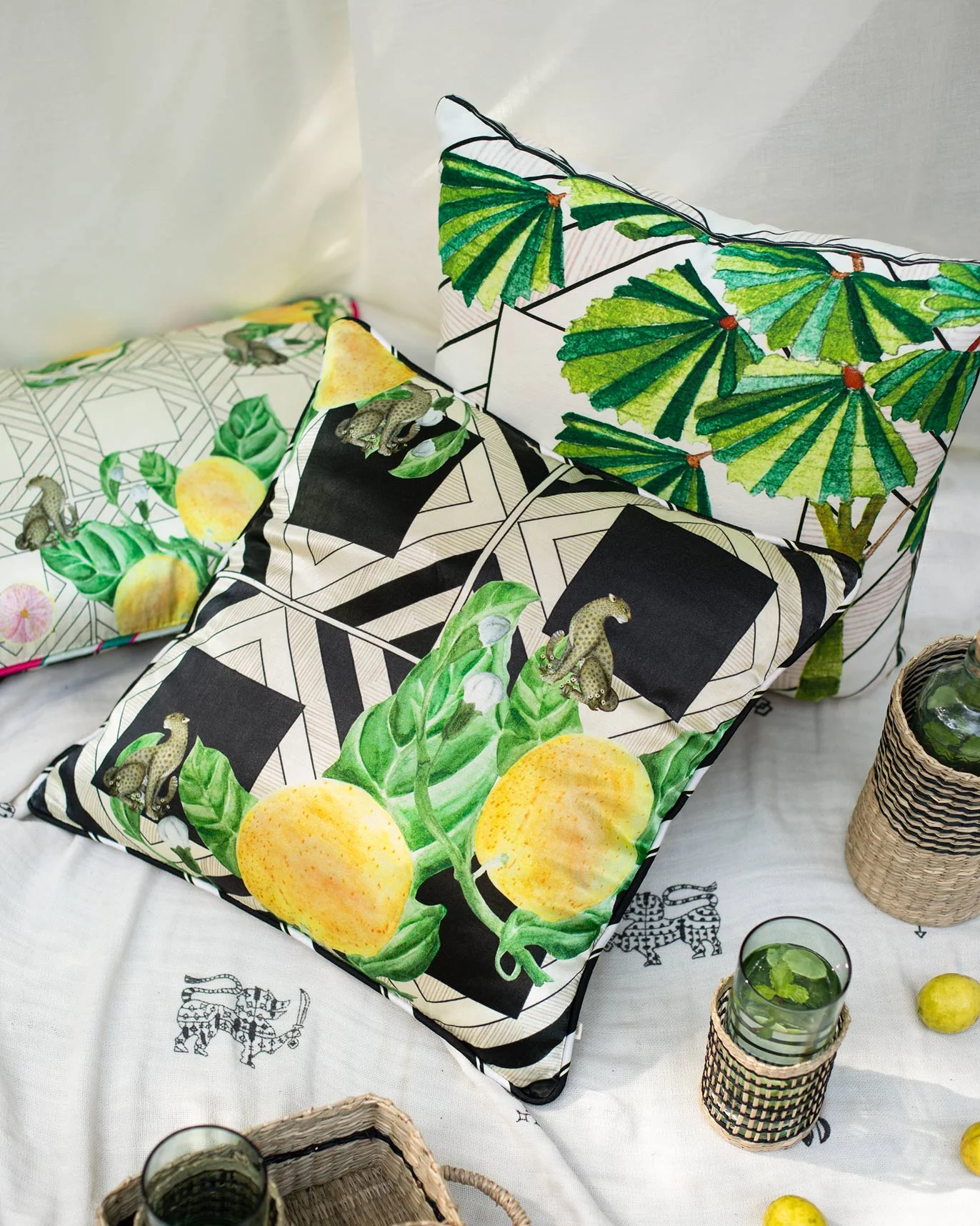 Trellis Cheetah Cushion Cover - Charcoal - Image 2